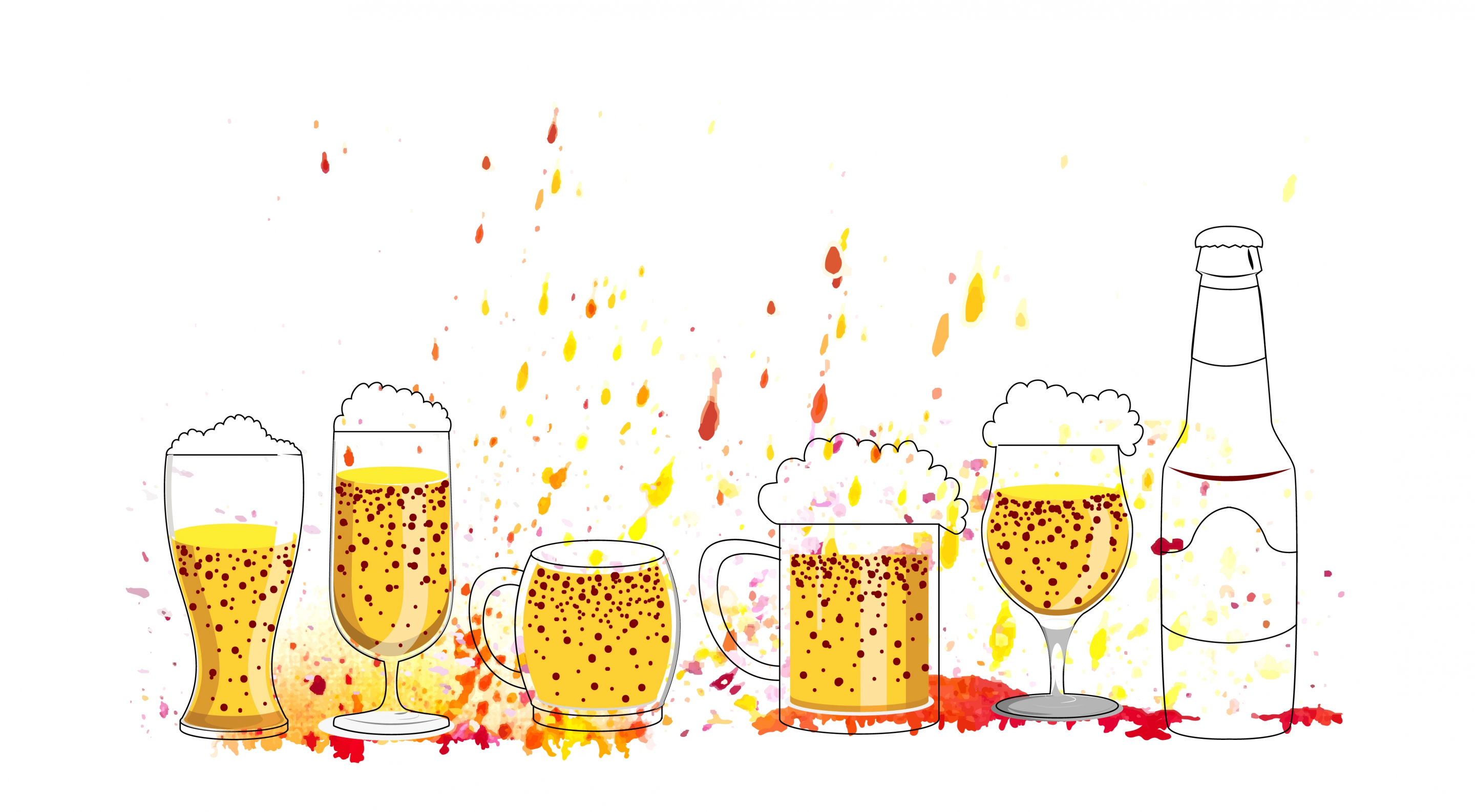 beer cheering drawing bottle glass icons sketch