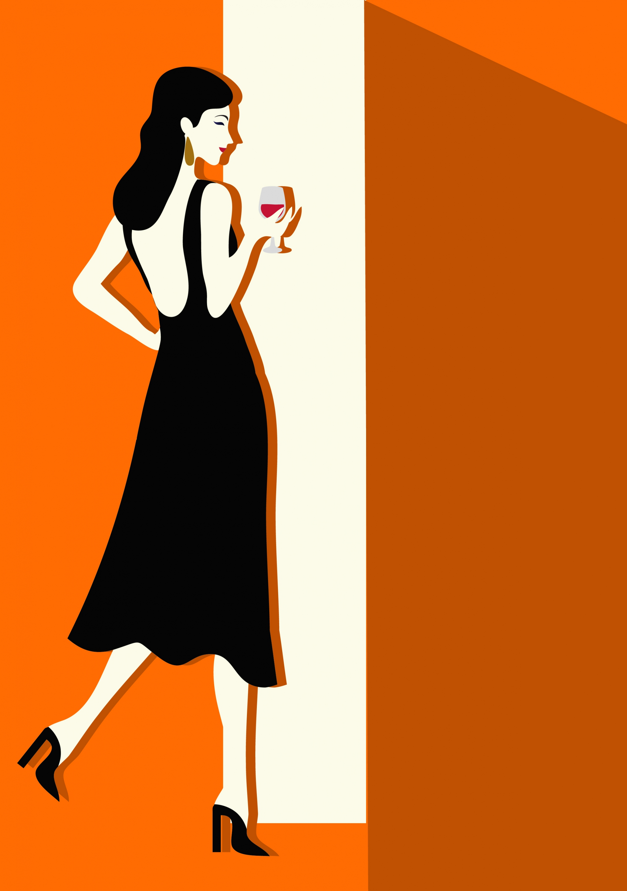 elegant black dress design colored cartoon style