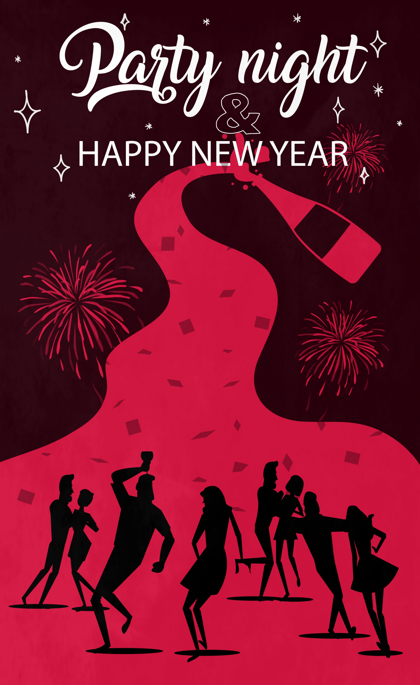 new year party banner people silhouette dark decor