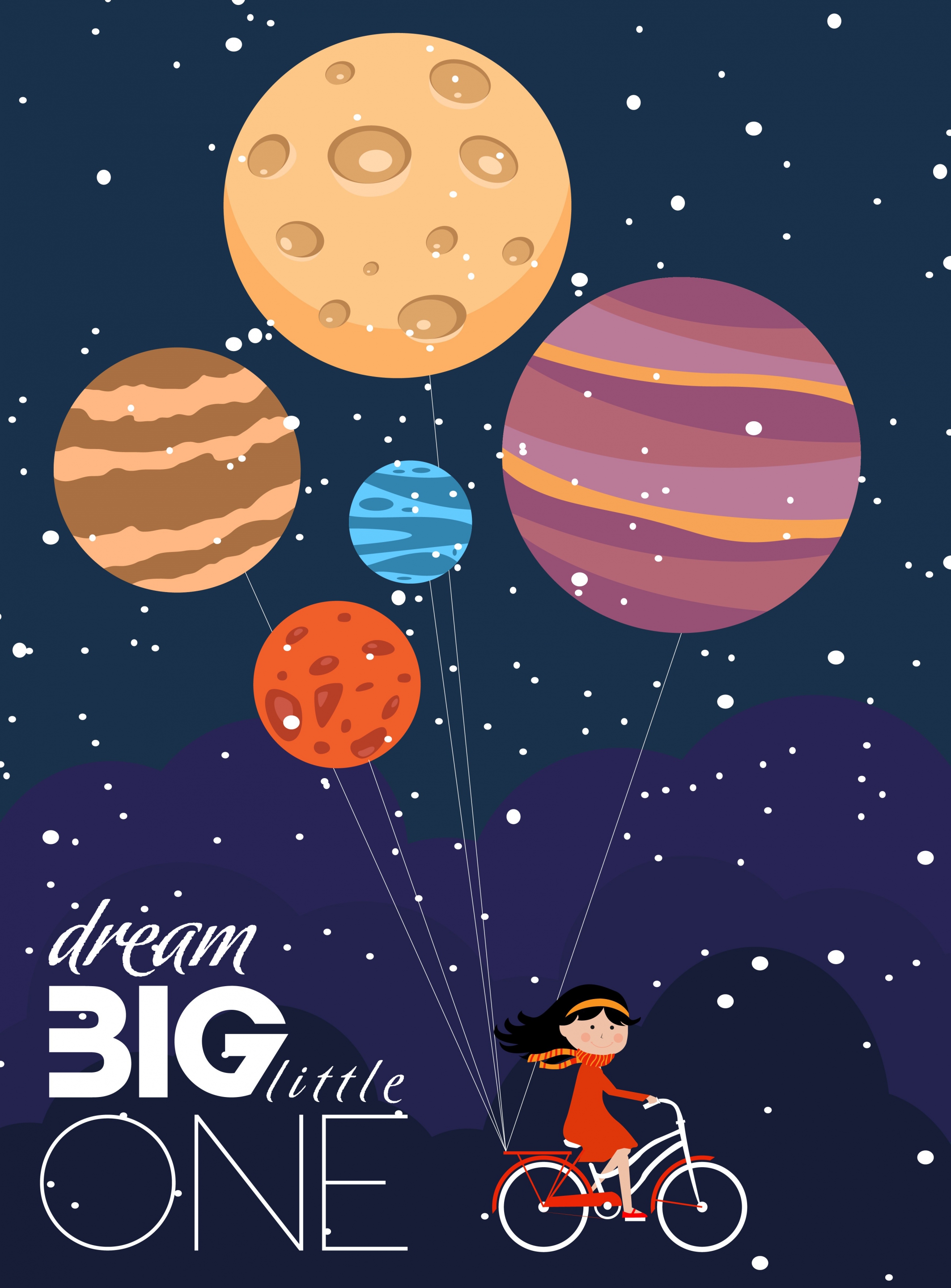 card cover template dreaming style planet girl icons