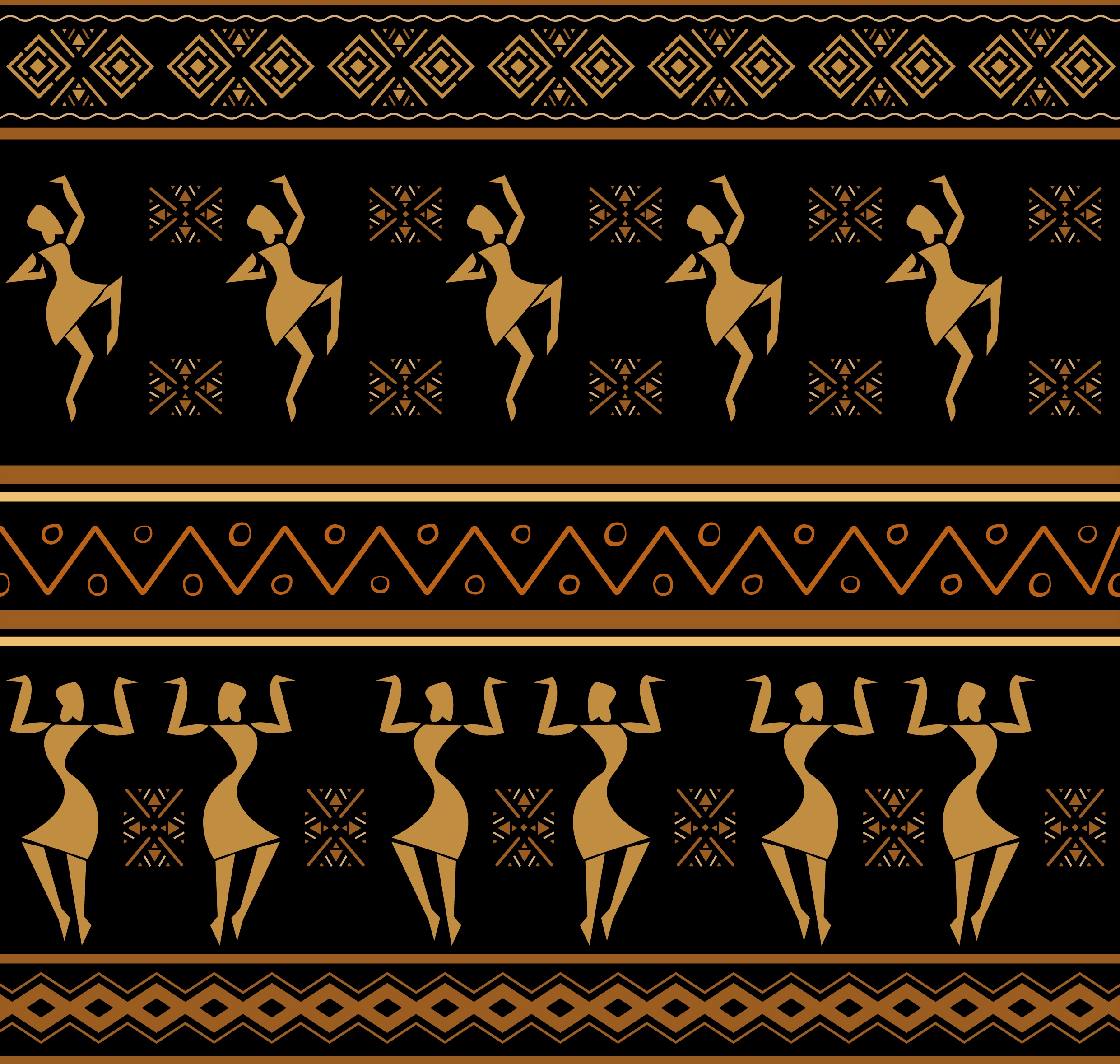 africa pattern human dancing decor classical symmetric design