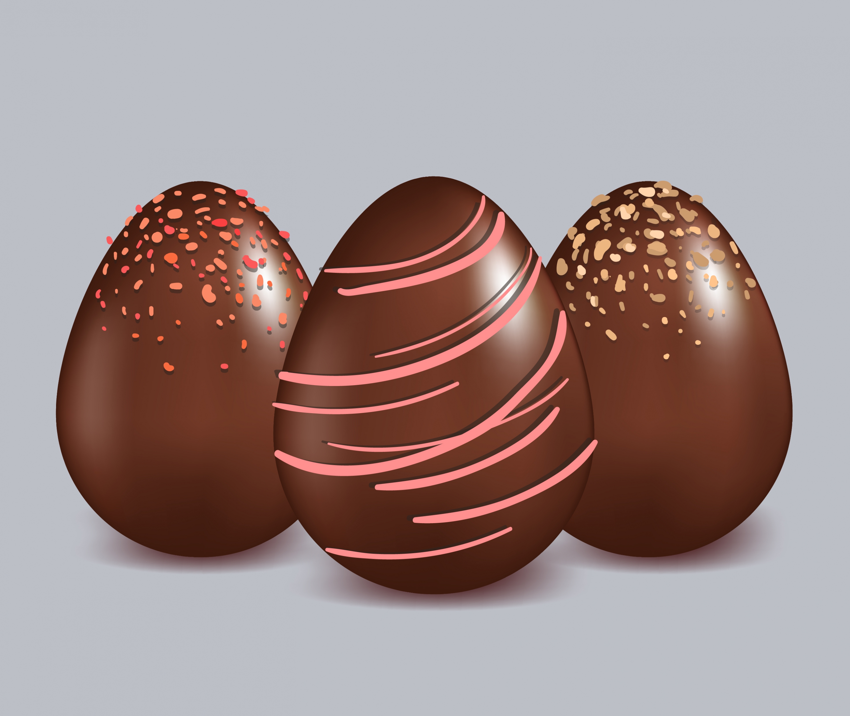 chocolate candies icons shiny brown egg shapes design