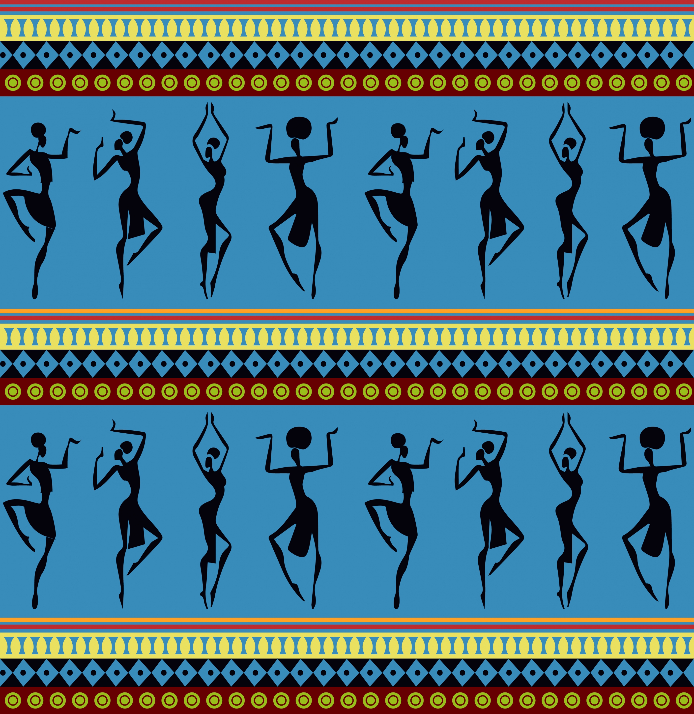 africa background dancing human silhouette repeating style