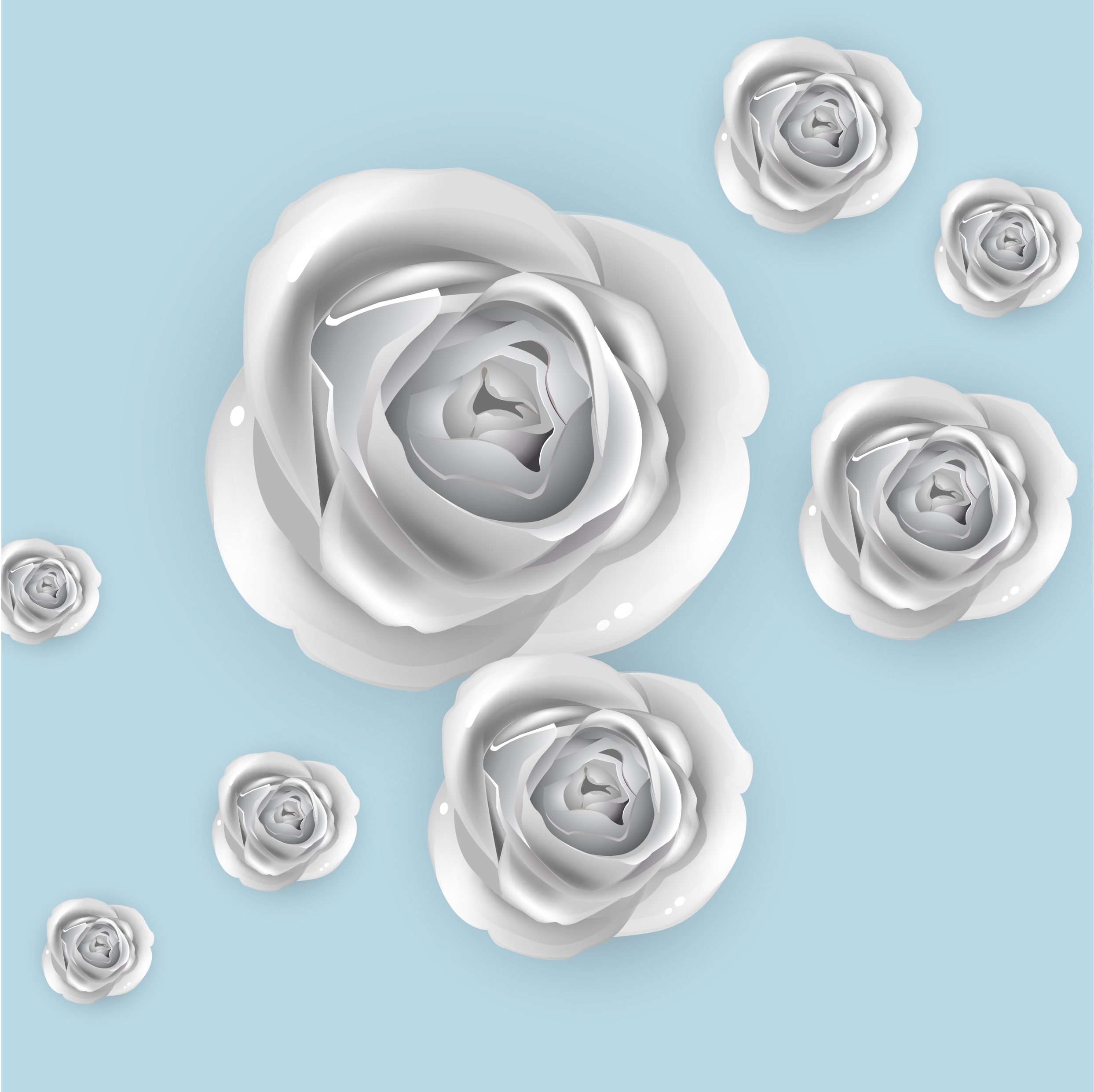 roses background 3d silver design