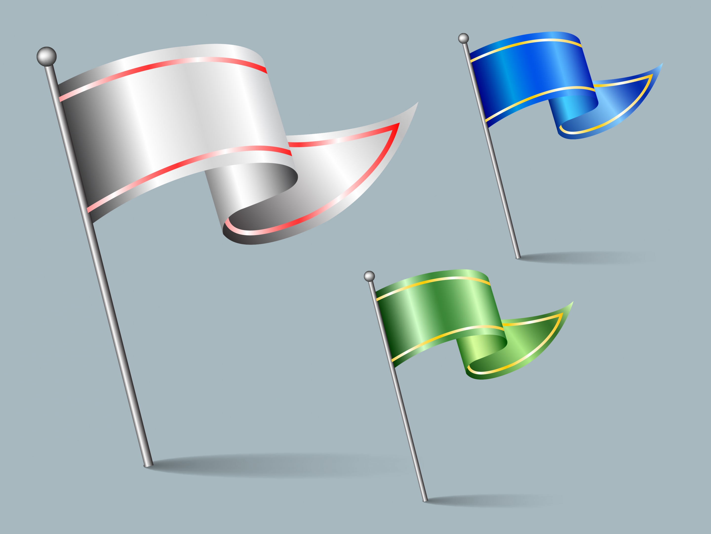 flag icons sets 3d shiny waving objects