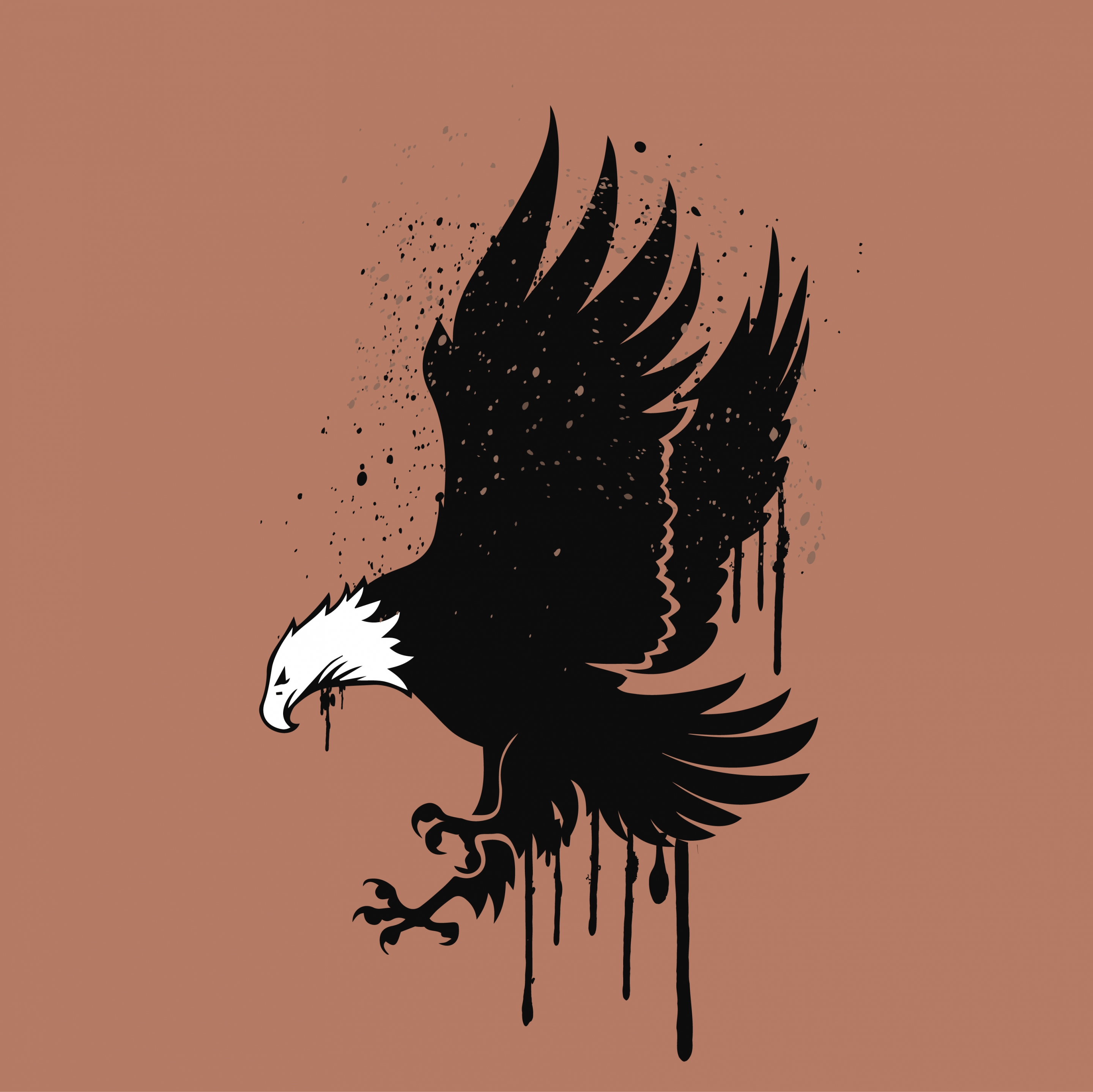 hunting eagle drawing watercolored grunge style