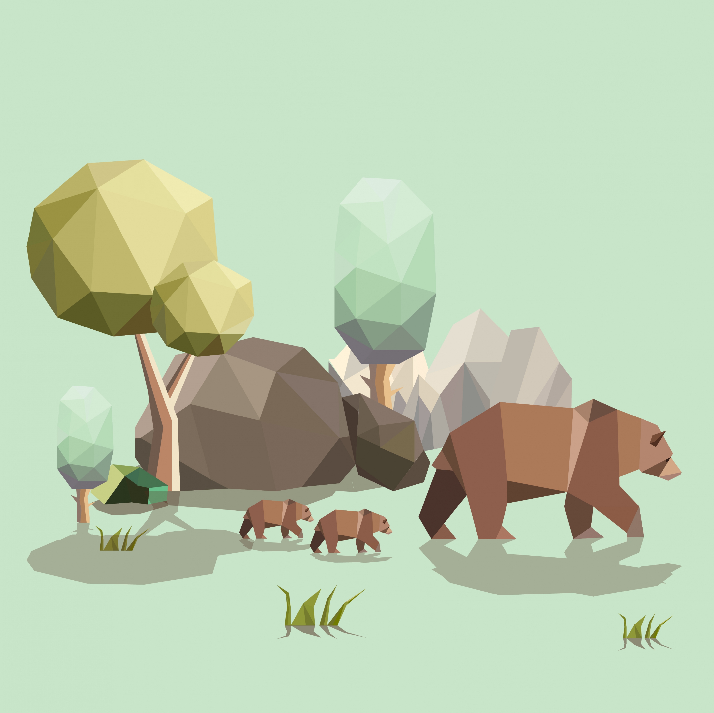 wild bears background colored polygonal style decoration