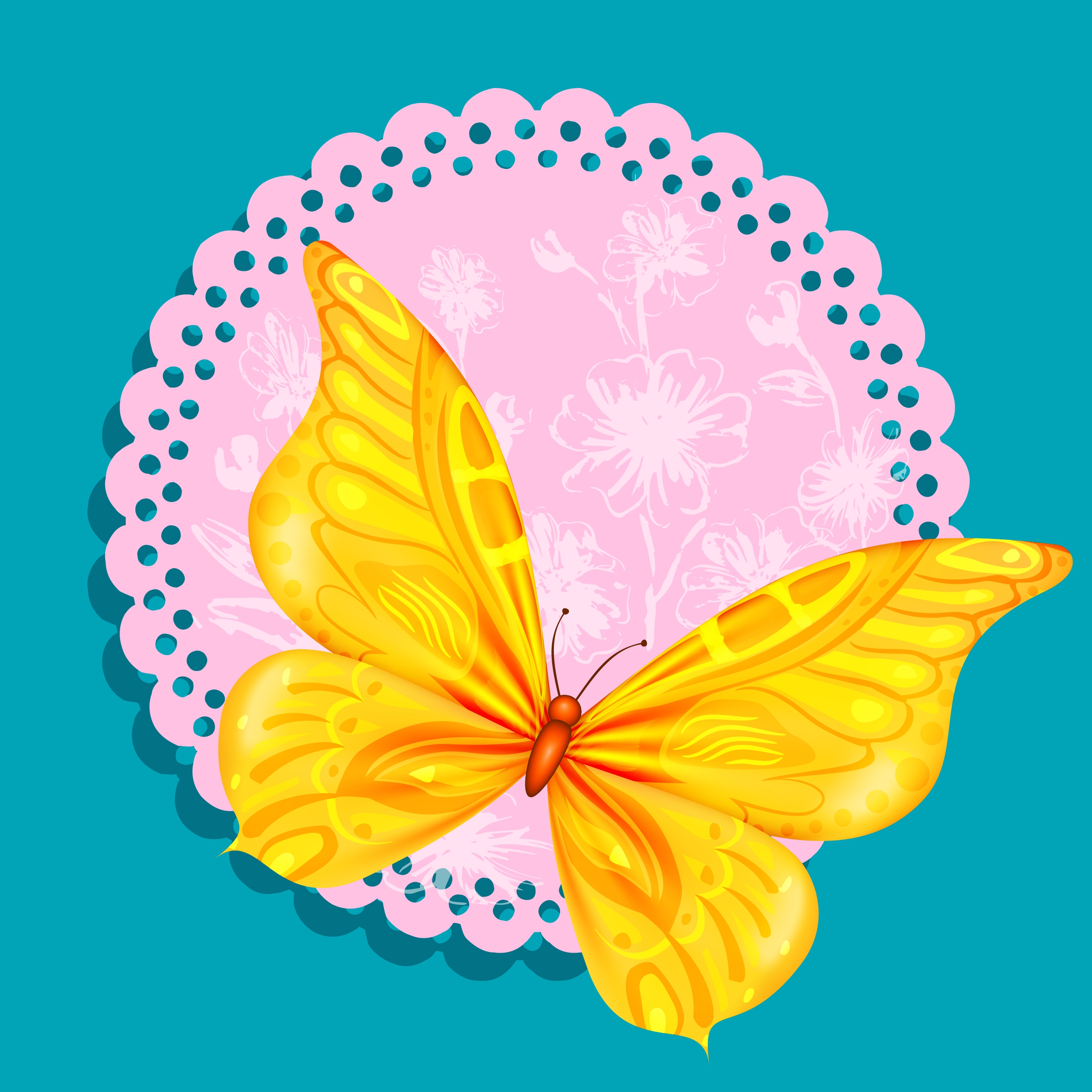 insect background yellow butterfly icon decor