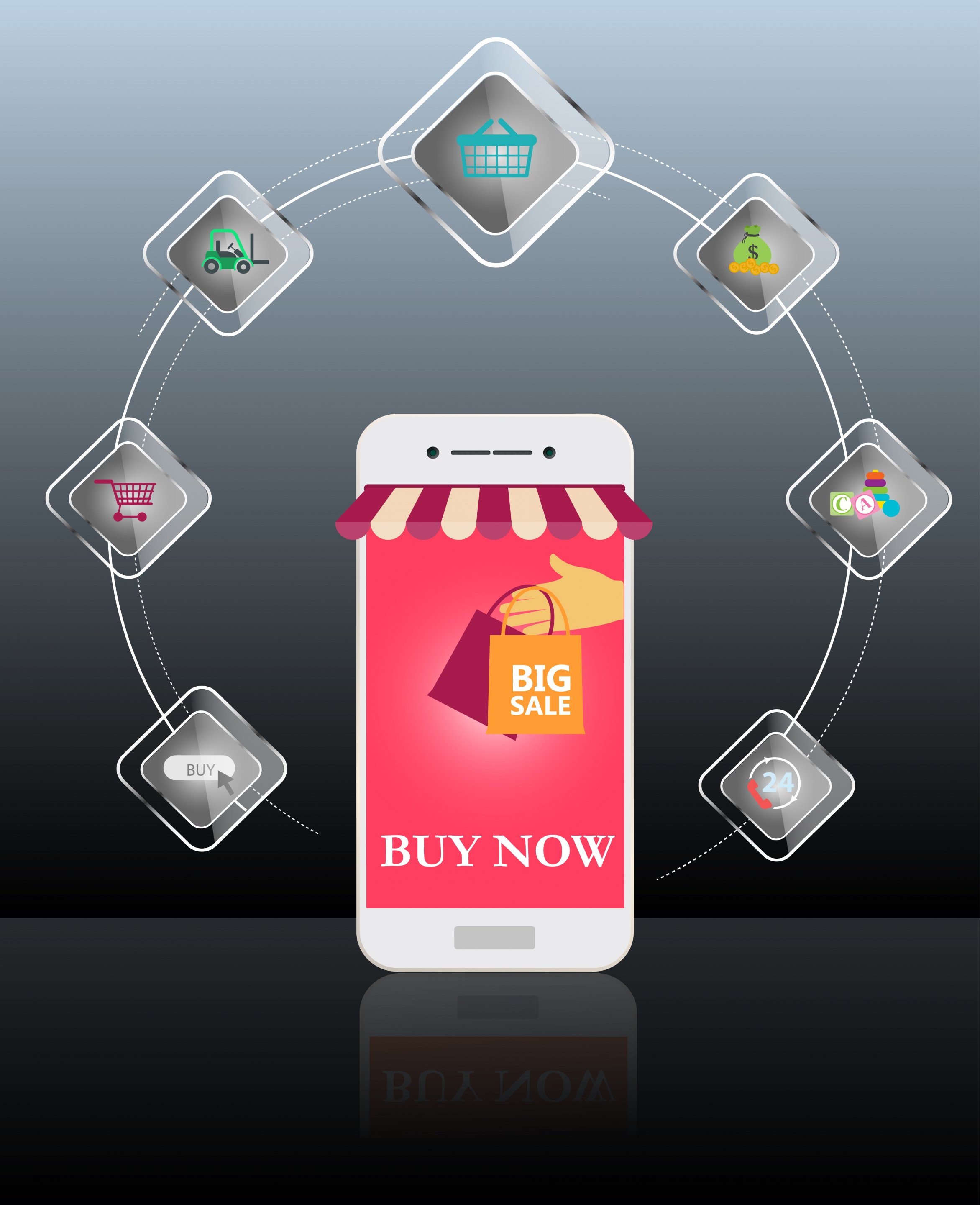 sales promotion banner ui phone icons circle design