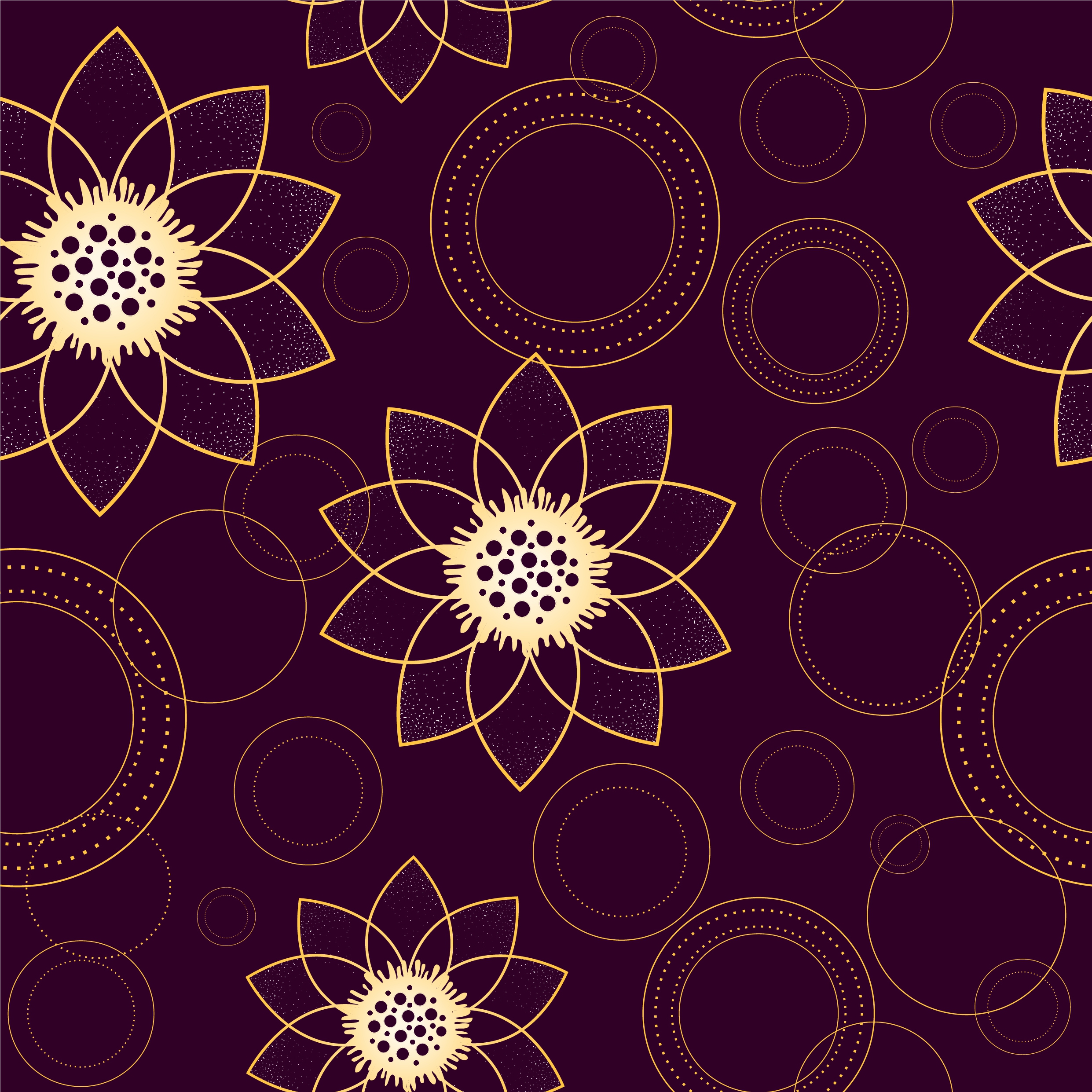 lotus background circle decoration repeating sketch