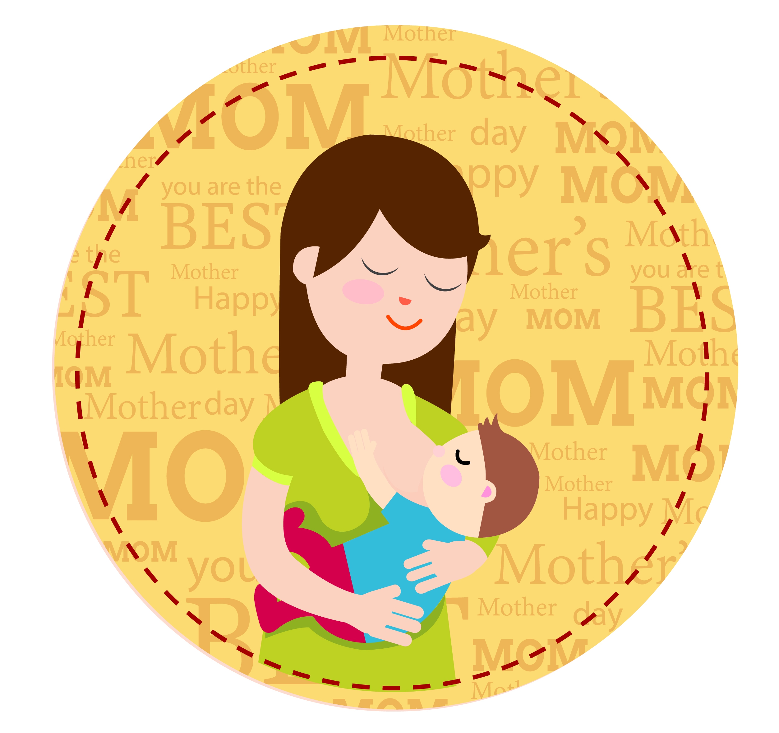 mothers day banner design with woman suckling child