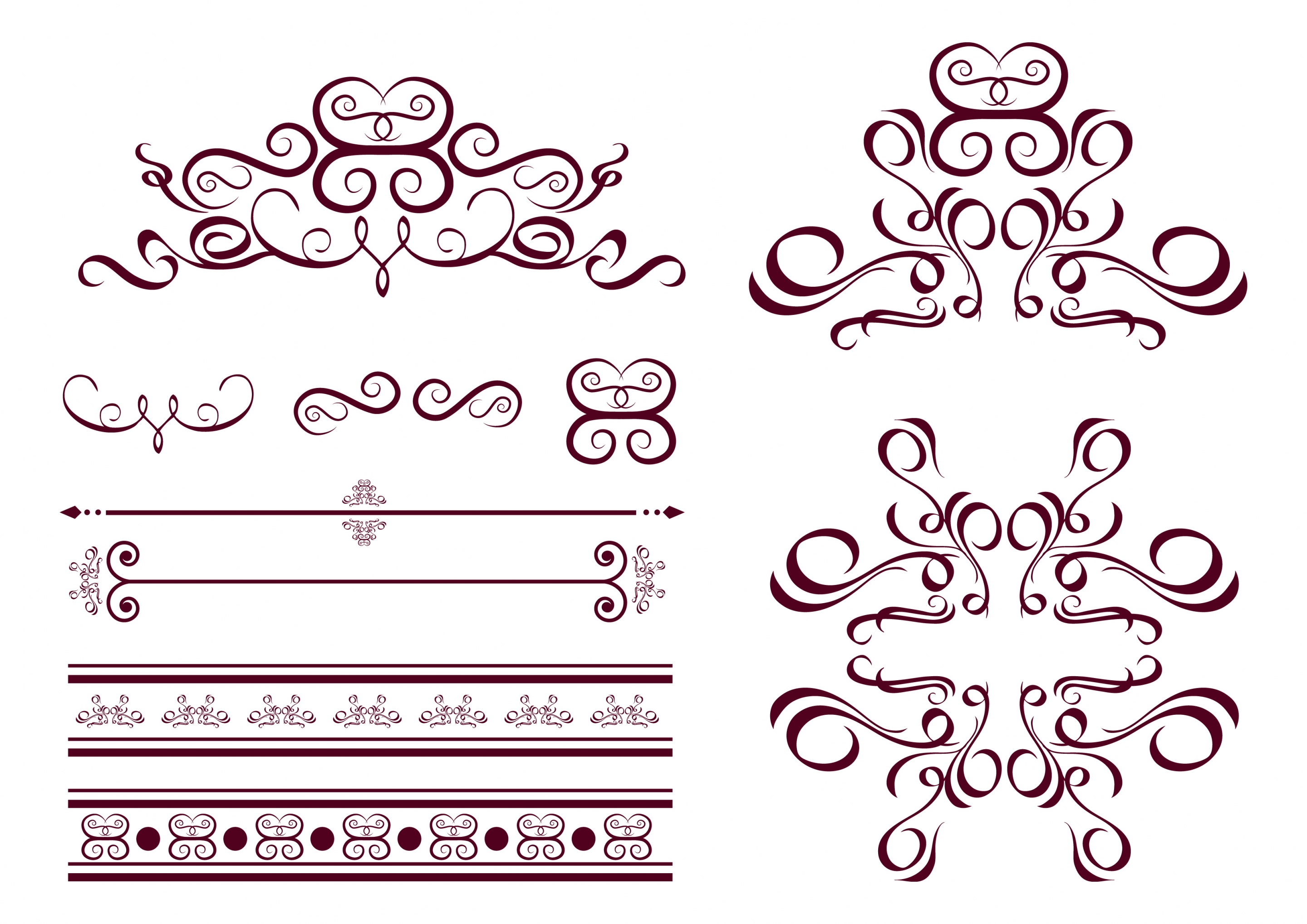 decorative icons design elements classical curves decoration