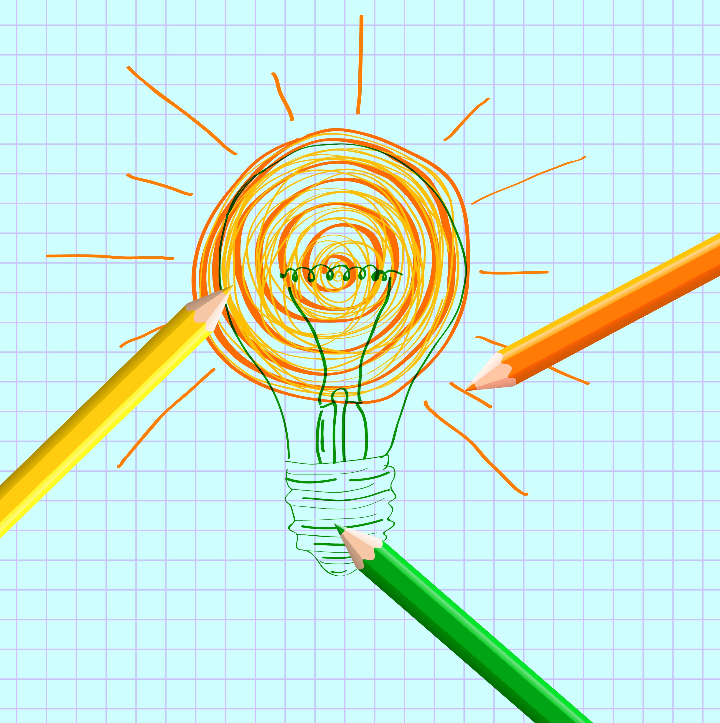 idea concept design hand drawn bulb decoration