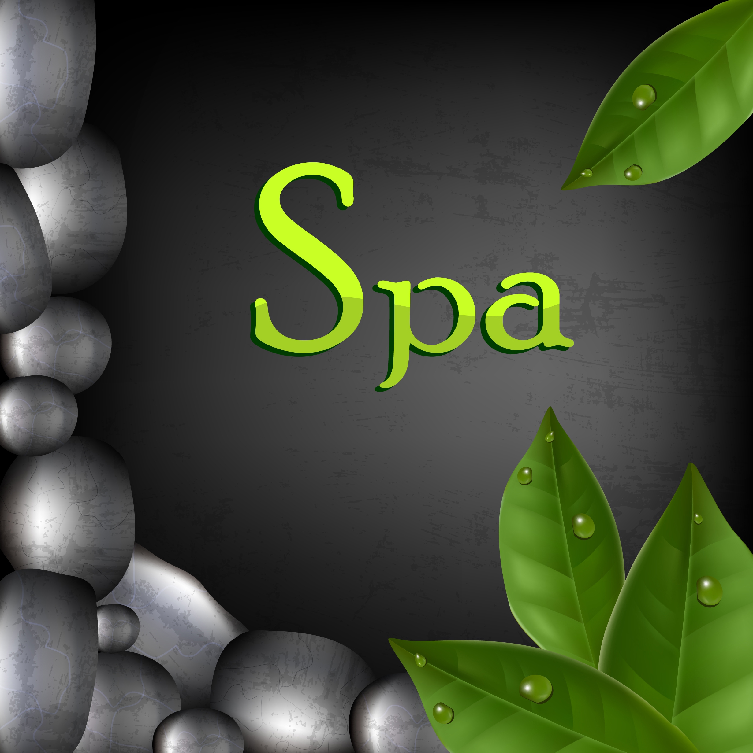 spa advertising background text stone green leaves decoration