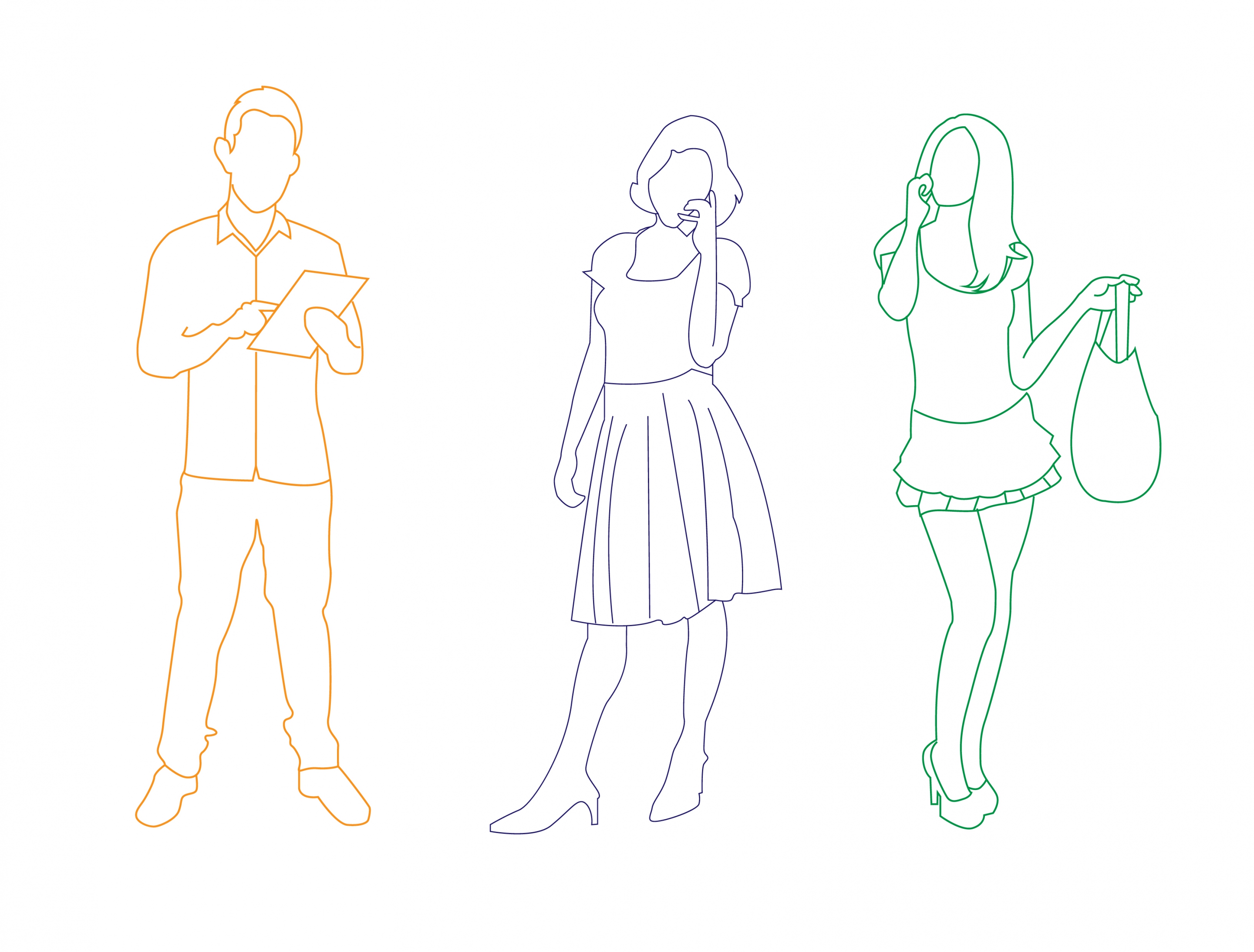 people icons outline colored design style