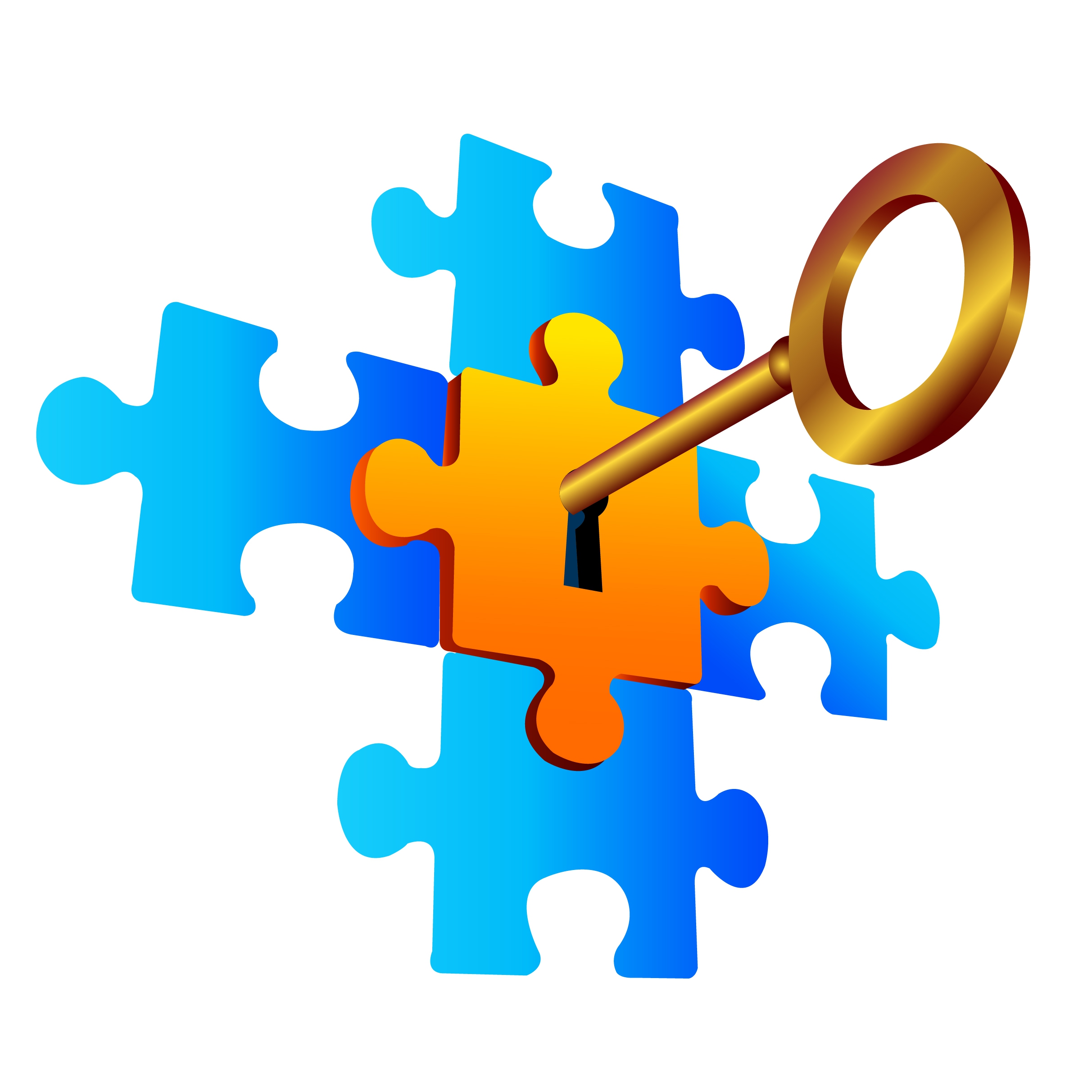 success concept background shiny key puzzle joints decoration