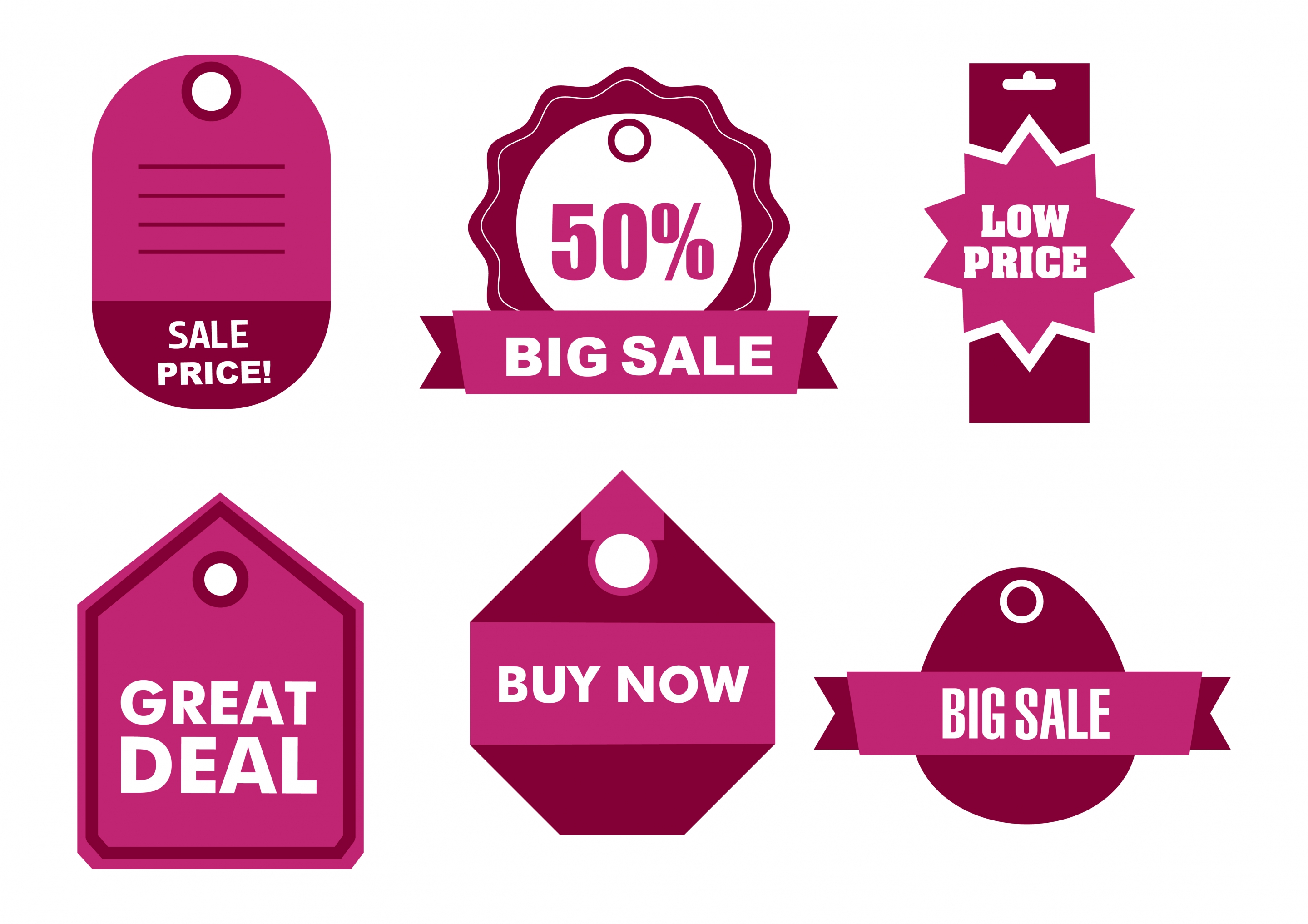 sales tags collection various pink shapes design