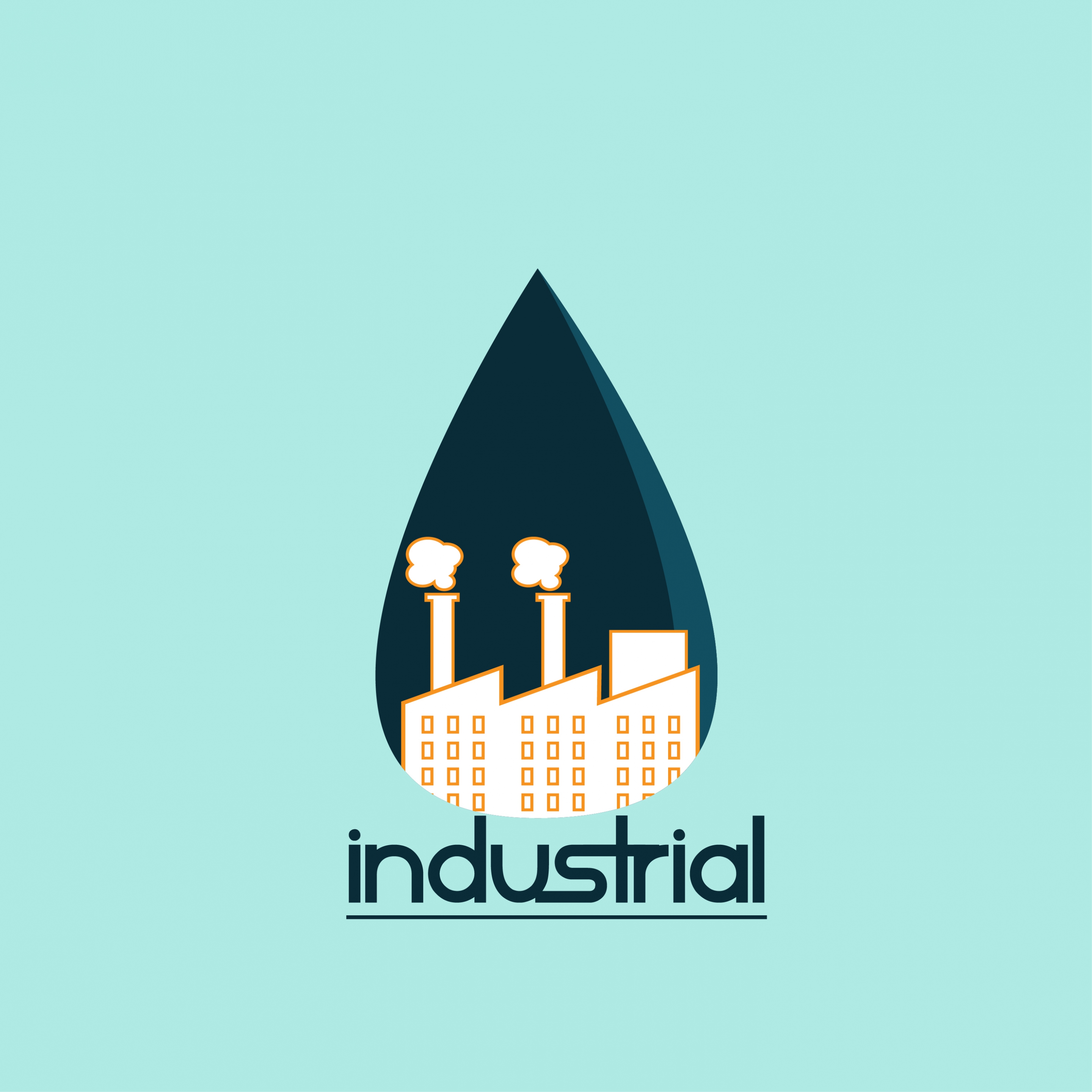 industrial logo design colored plant and drop style