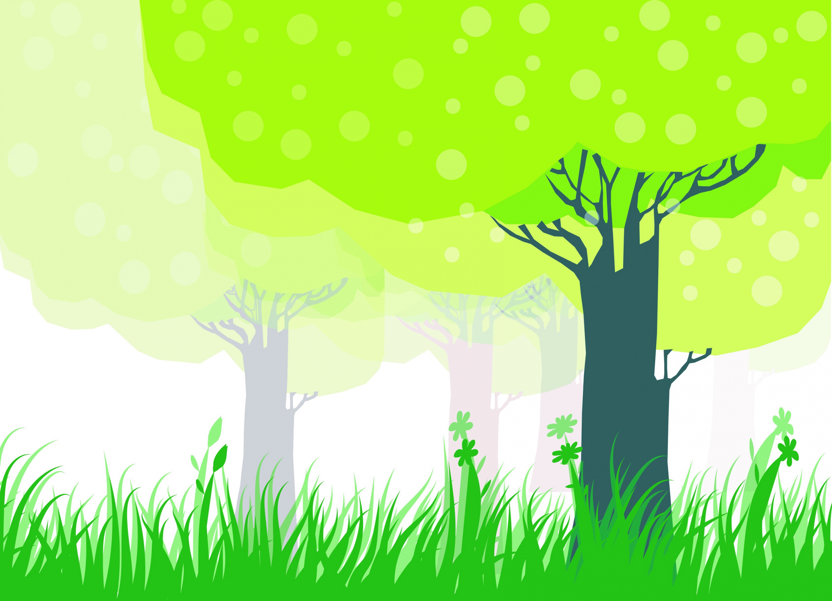 natural forest background green trees and grass decoration