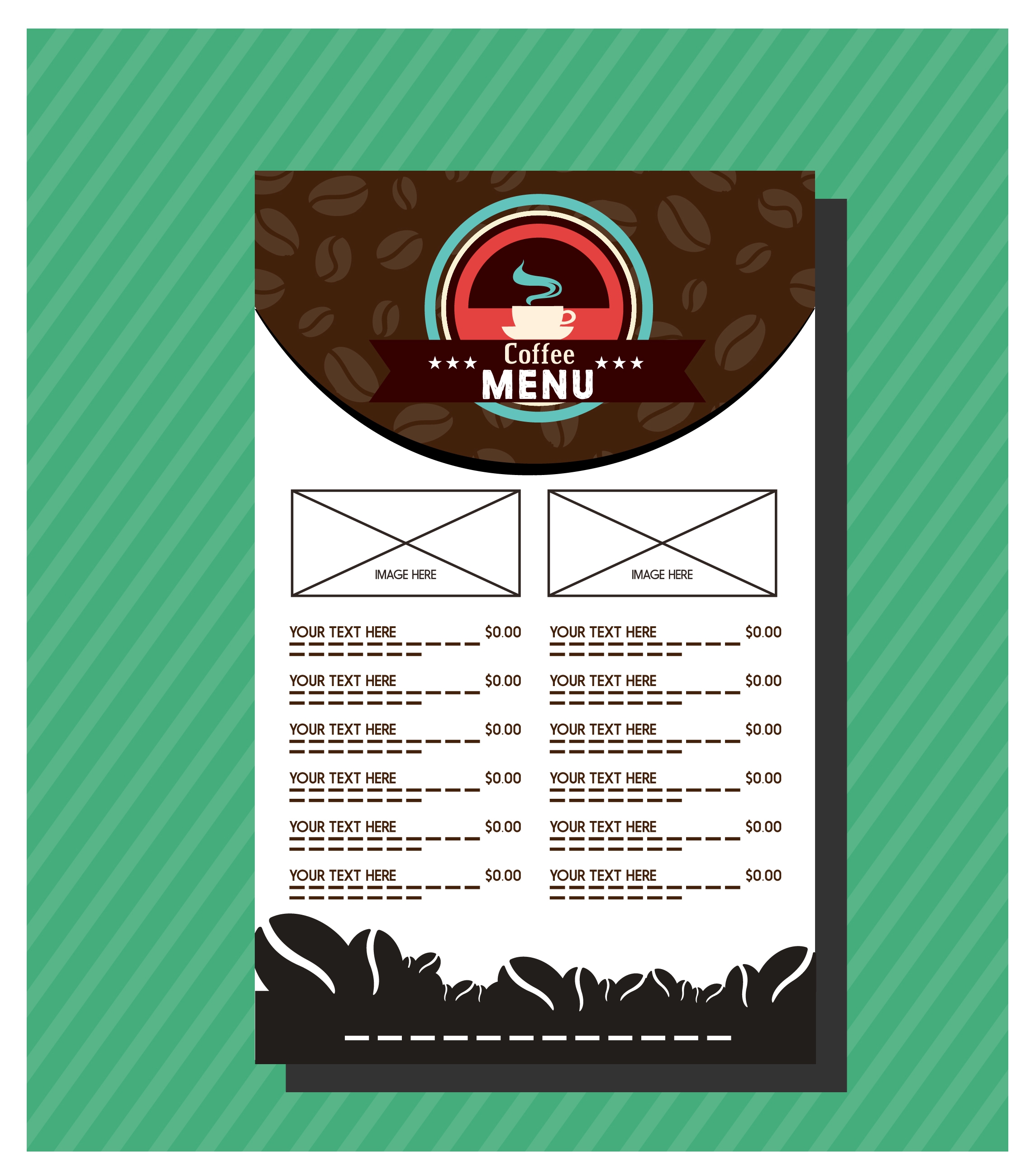 cafe menu template coffee bean and contrast background