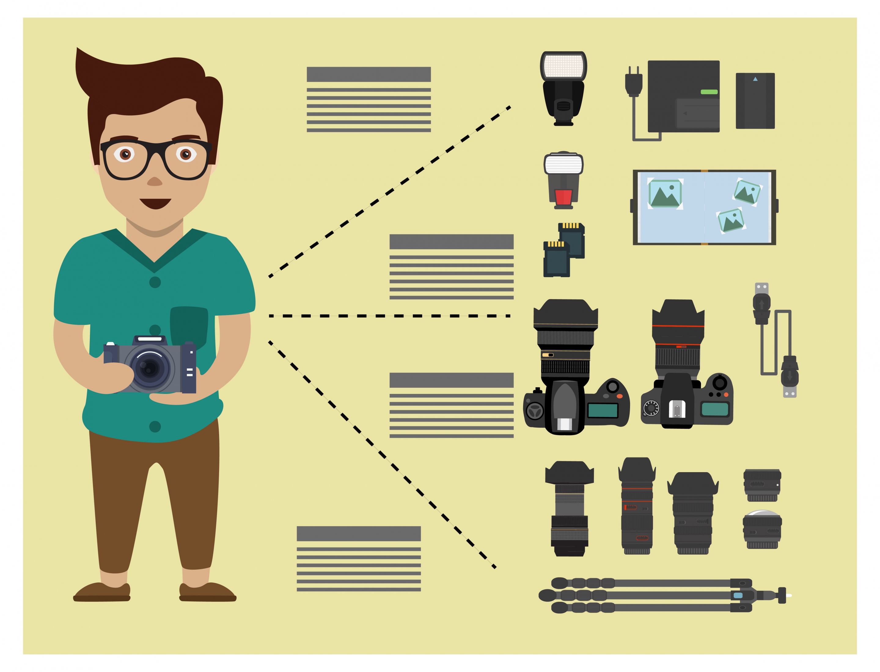 professional photographer concept with tools isolation