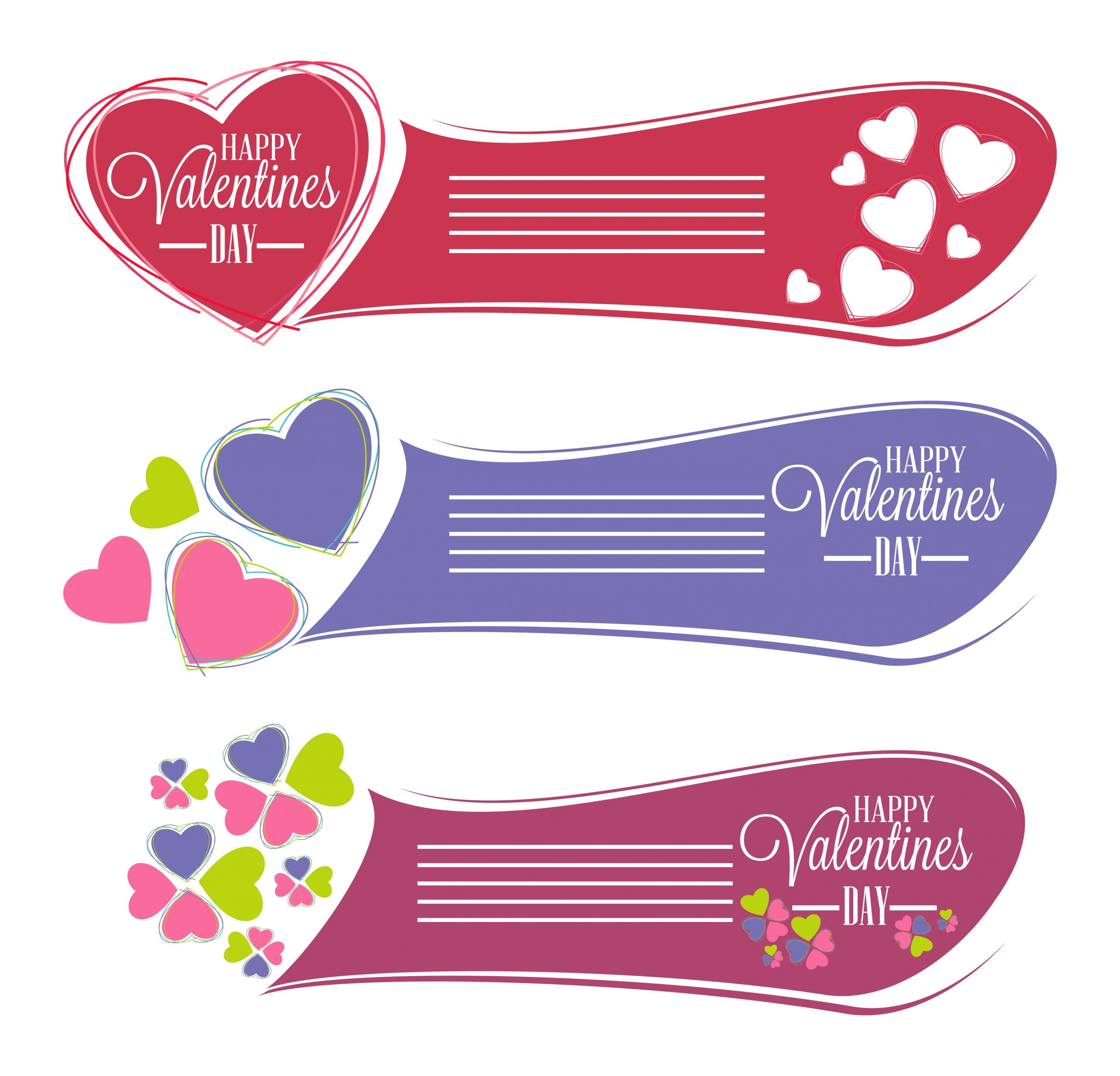 valentine banners collection blue red violet decoration