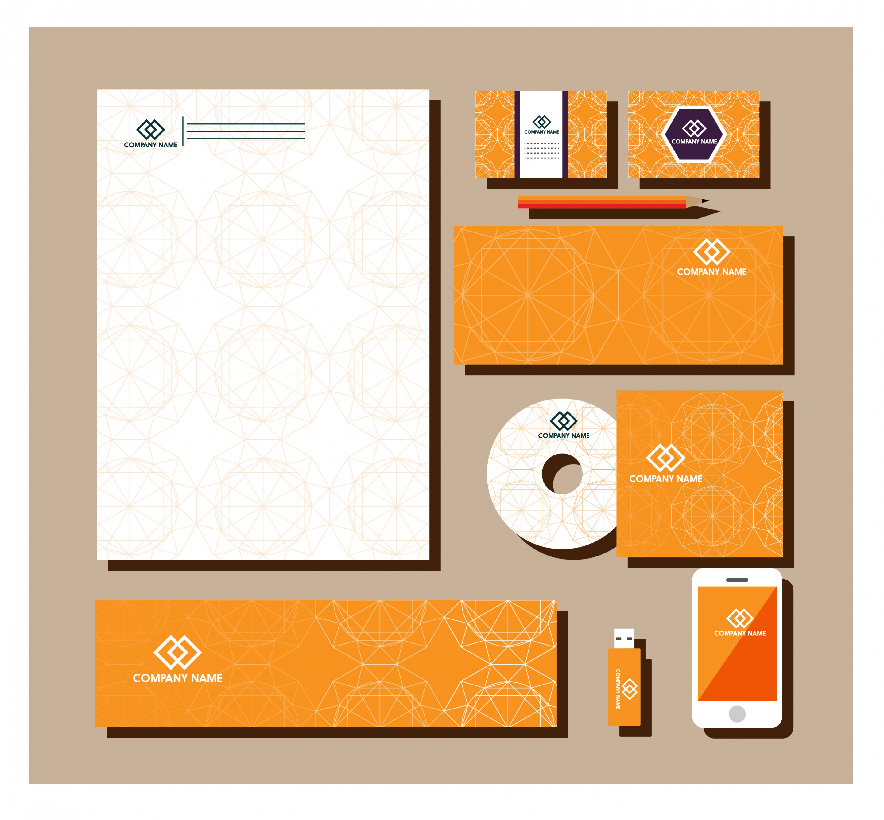 brand identity design sets abstract vignette pattern style