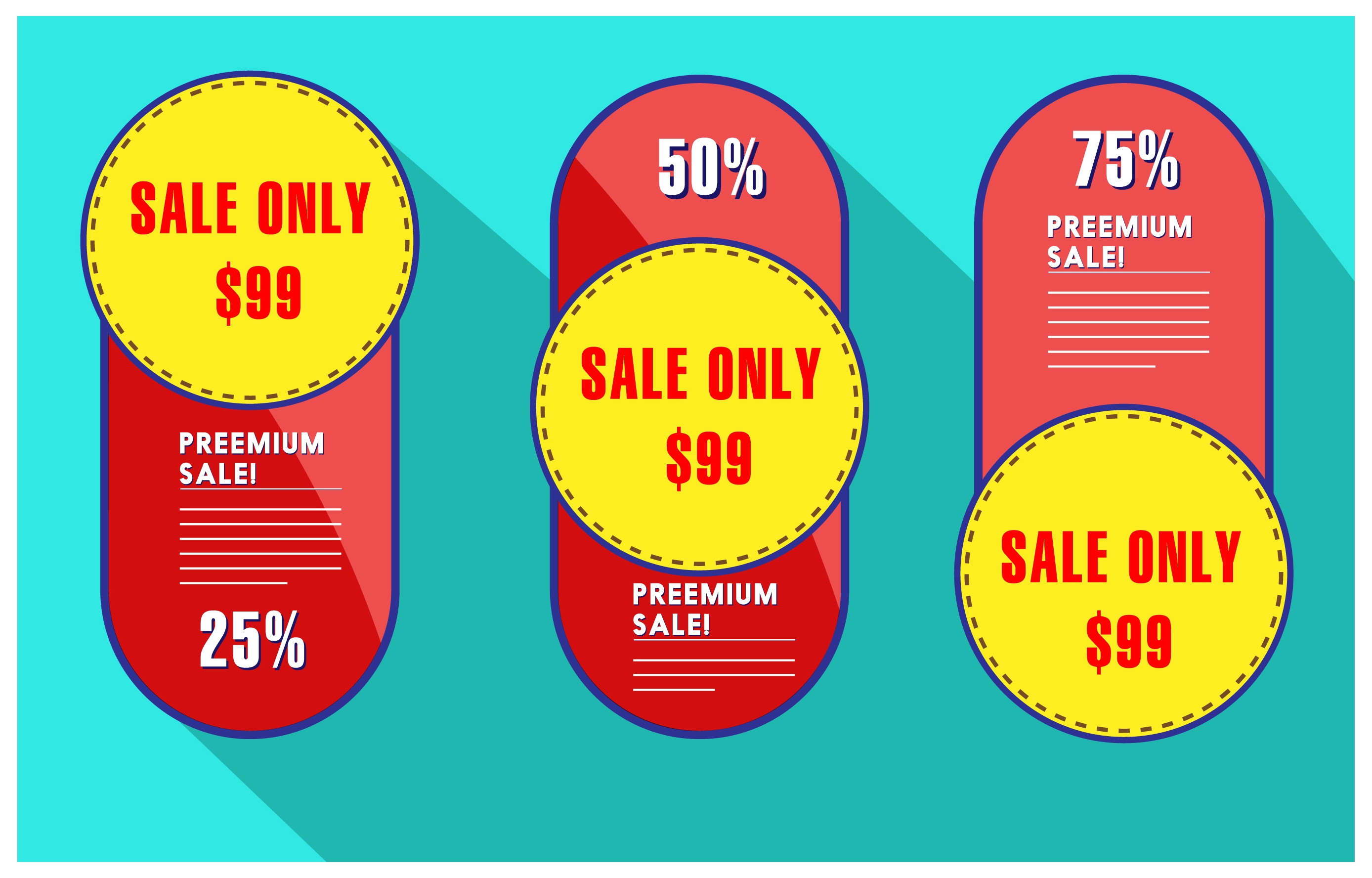 sale tags collection vertical rounded design