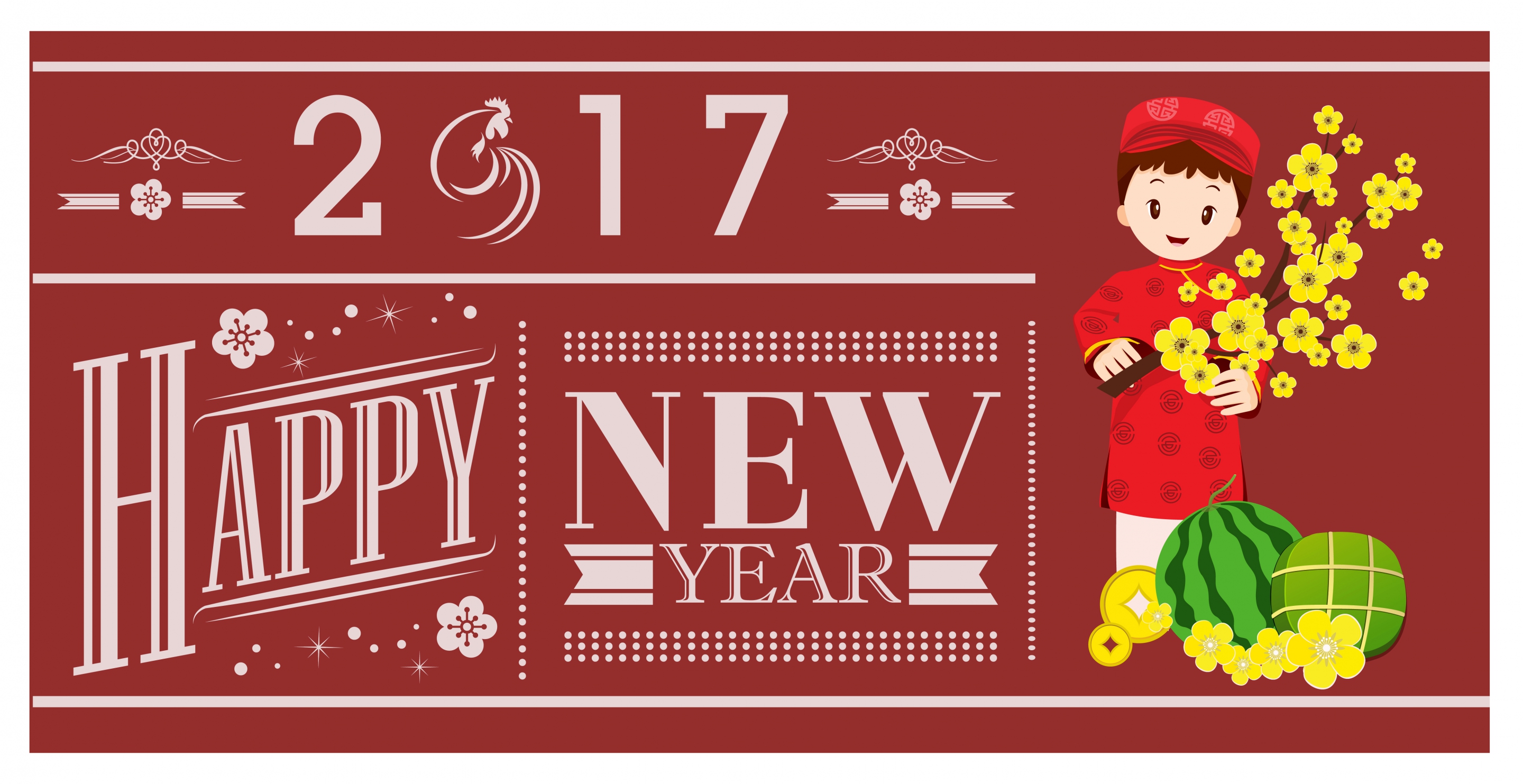 2017 new year banner vietnamese traditional style