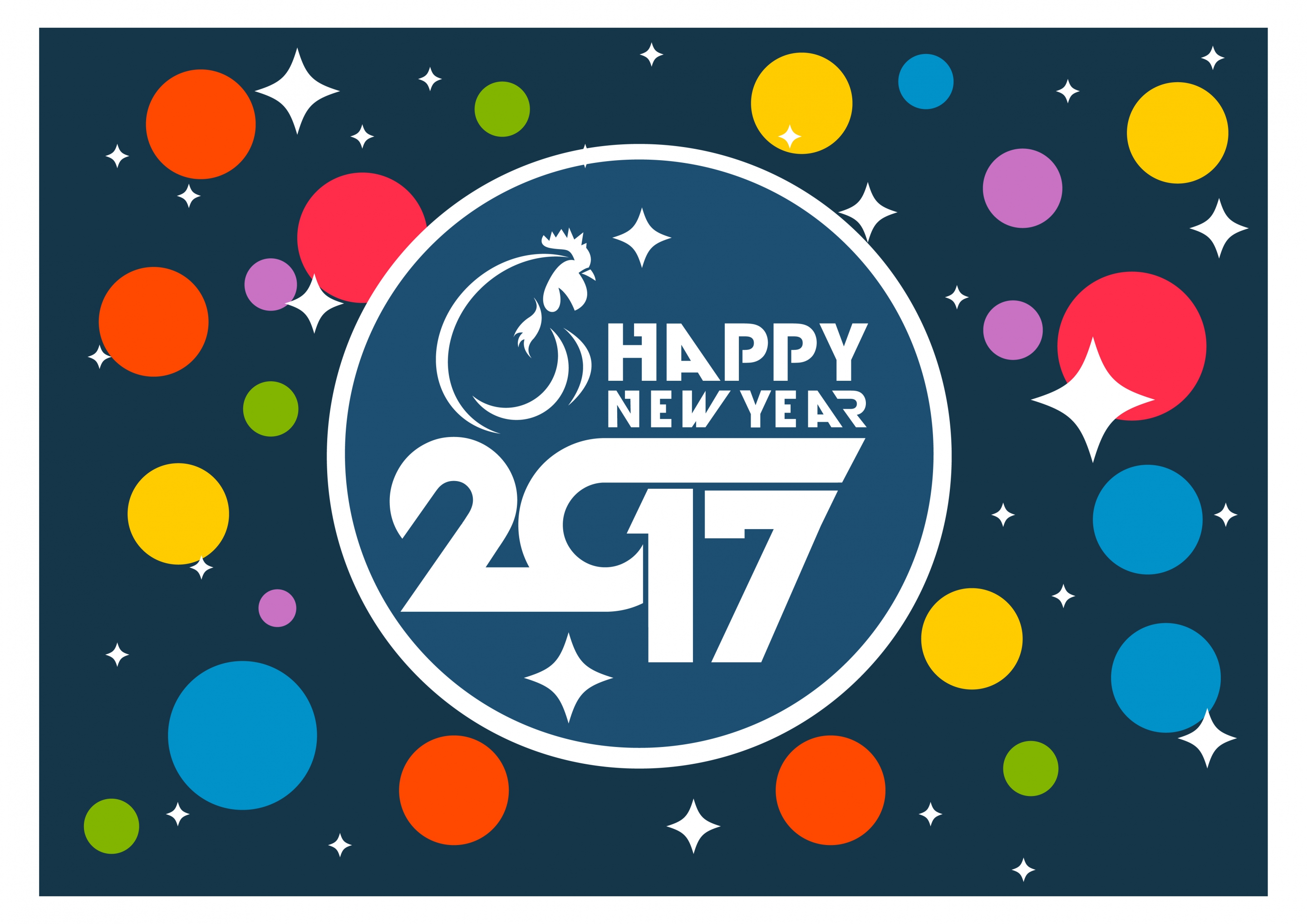 2017 new year banner colorful circles background design