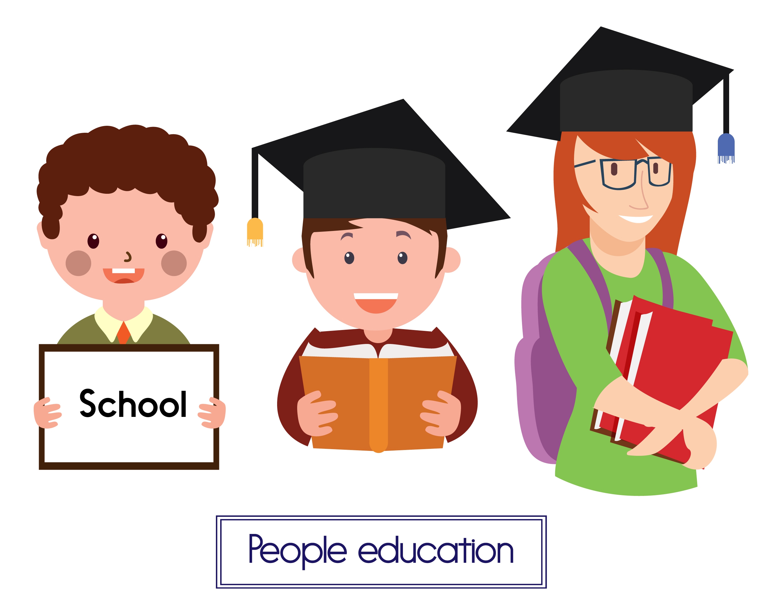 people education icons graduation people style