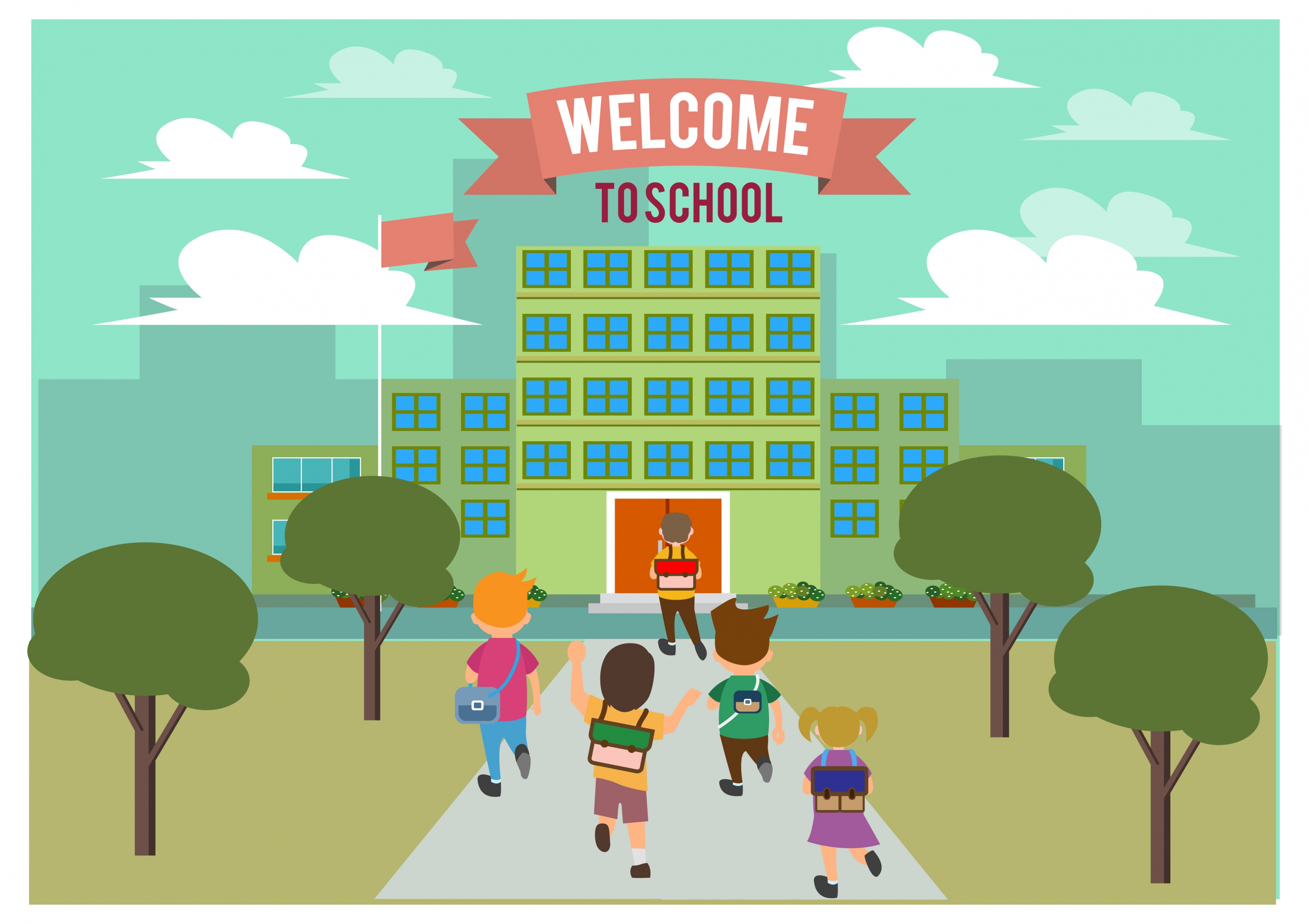 welcome to school banner joyful kids design