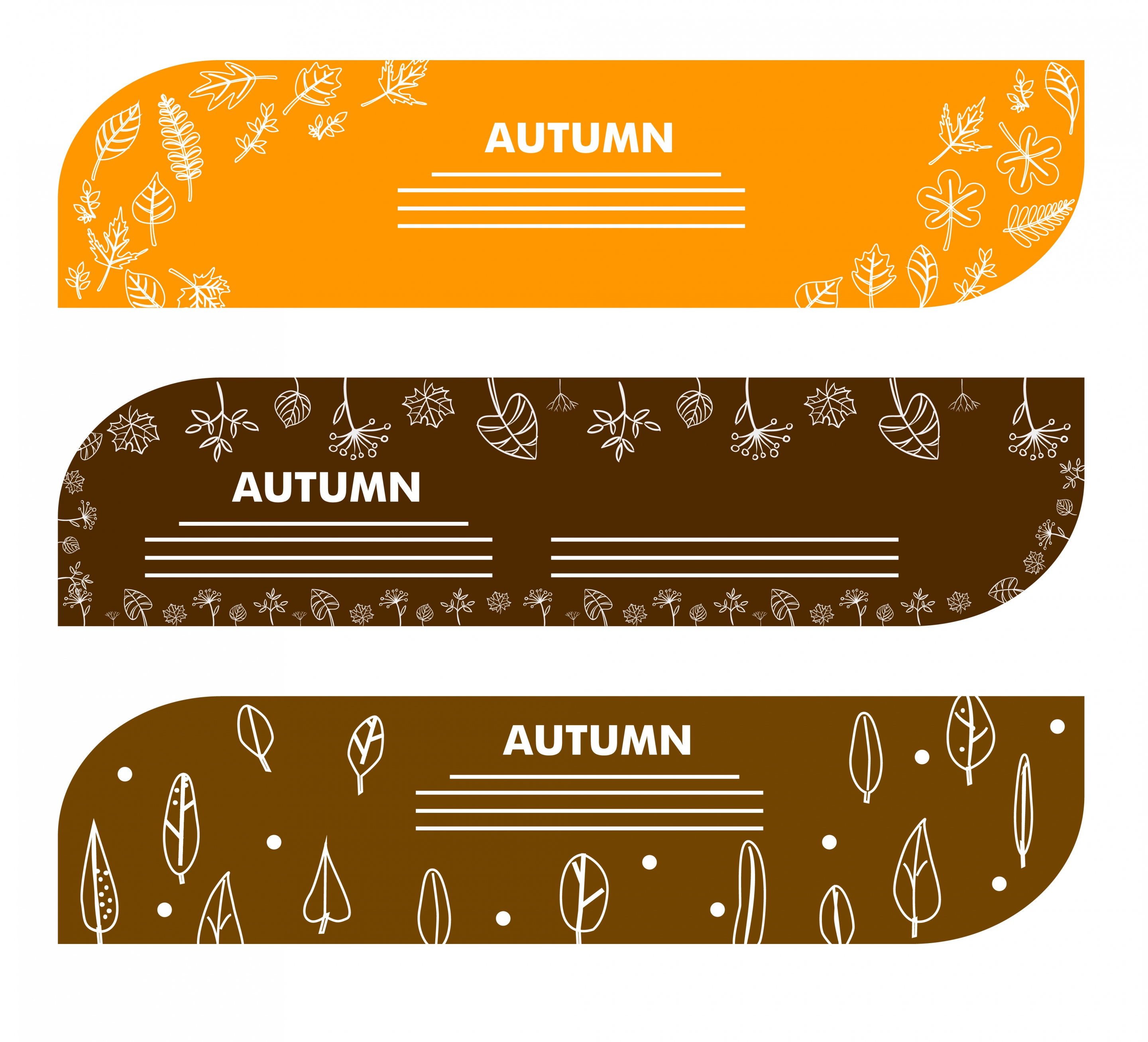 autumn decoration banners sets leaves and flower design