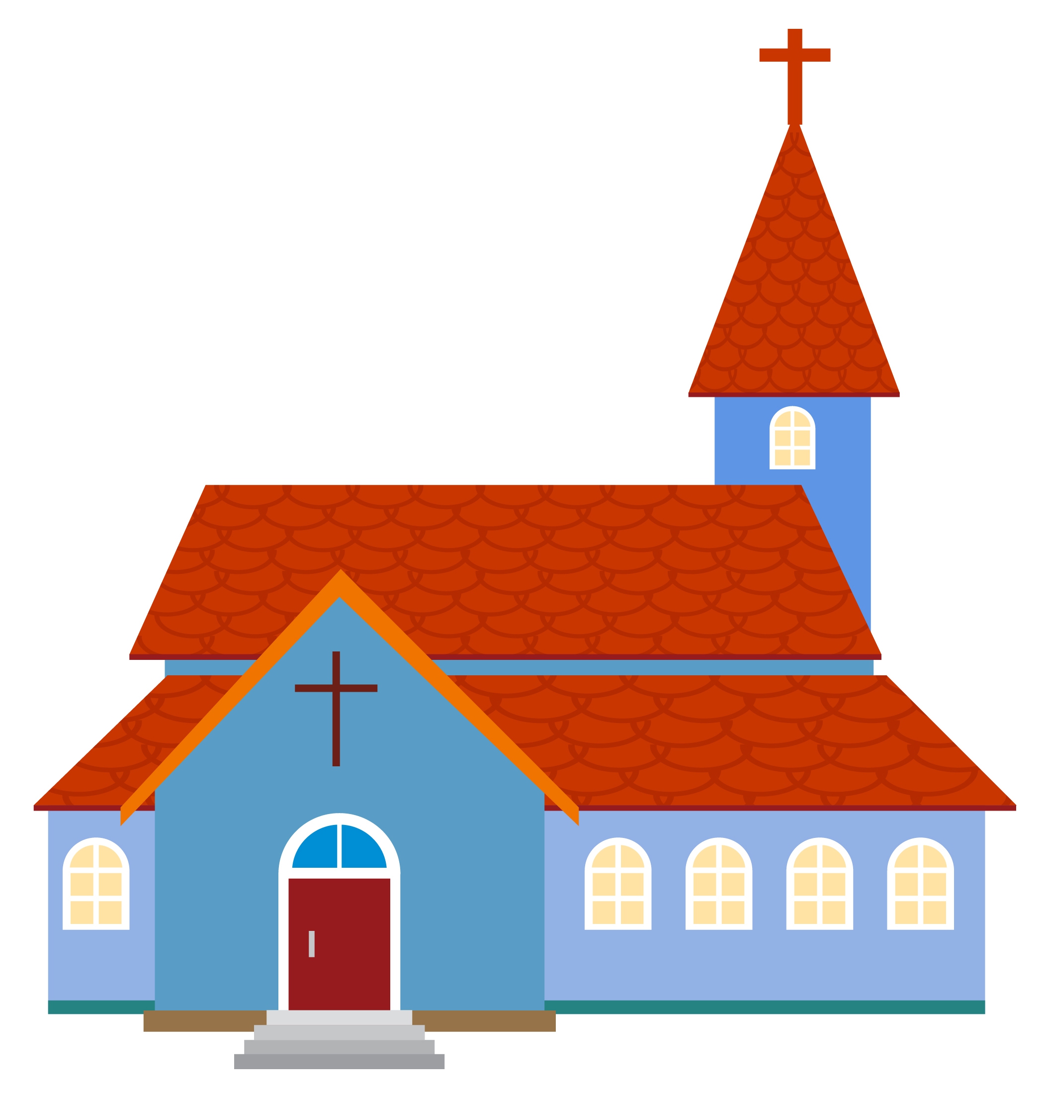 church architecture design red tile and classical style