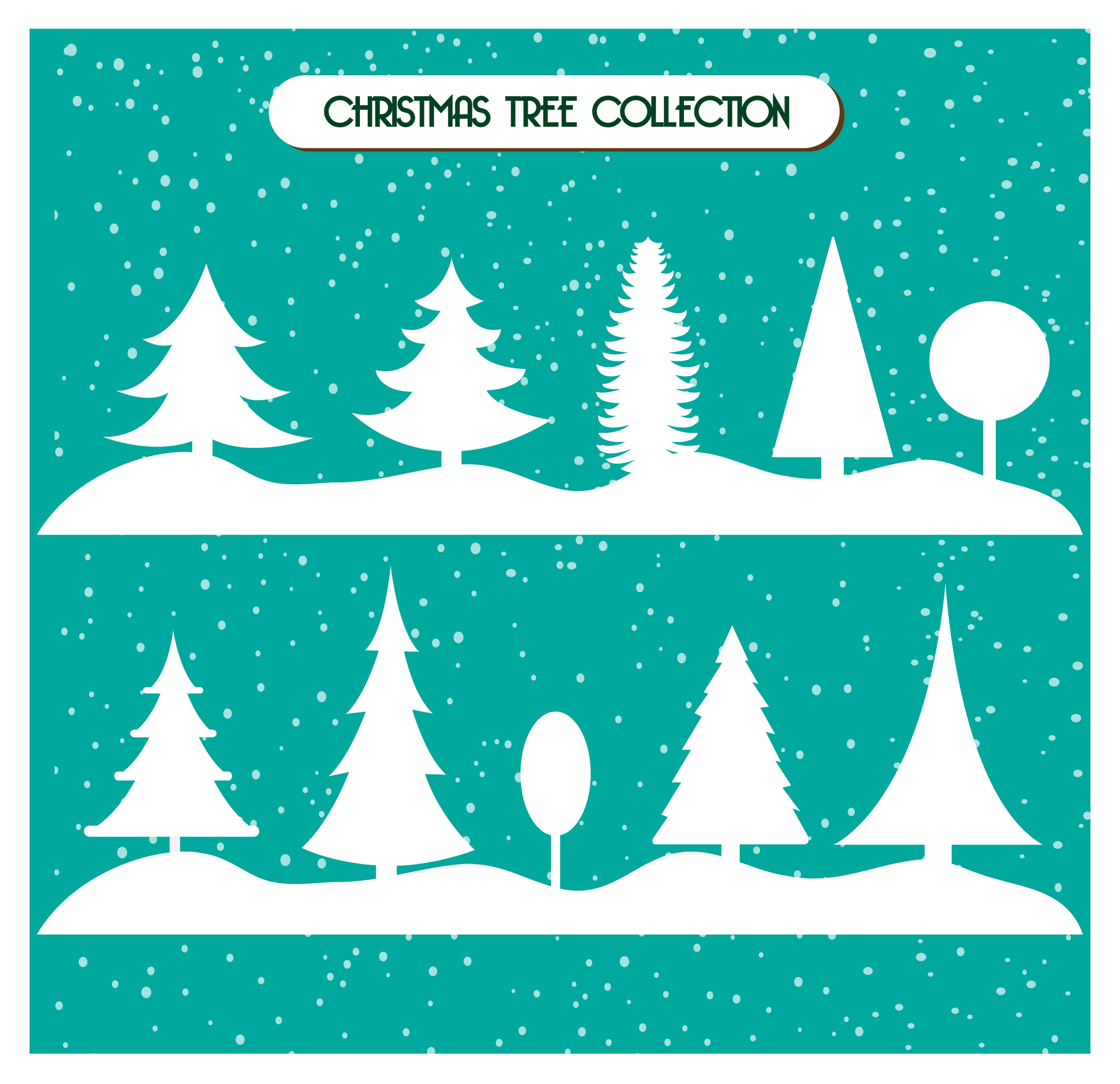 christmas trees collection in white silhouette style