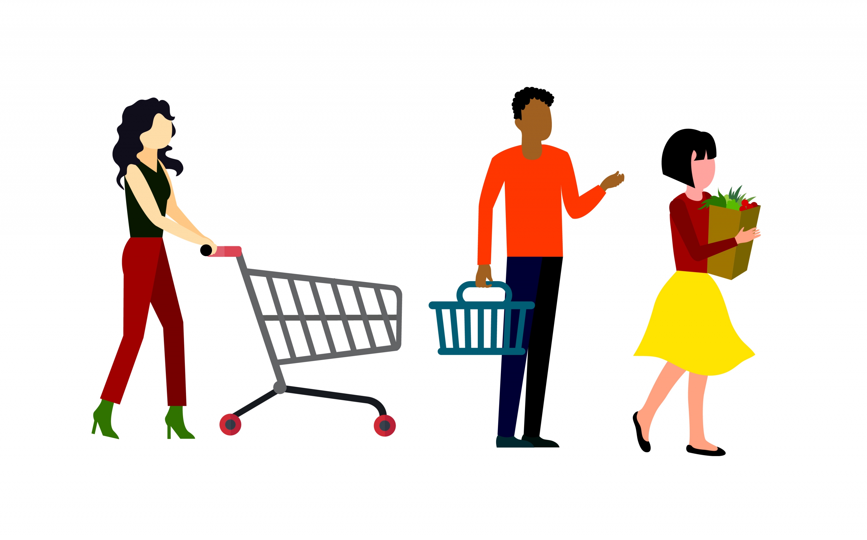 shopping concept design human with cart isolation