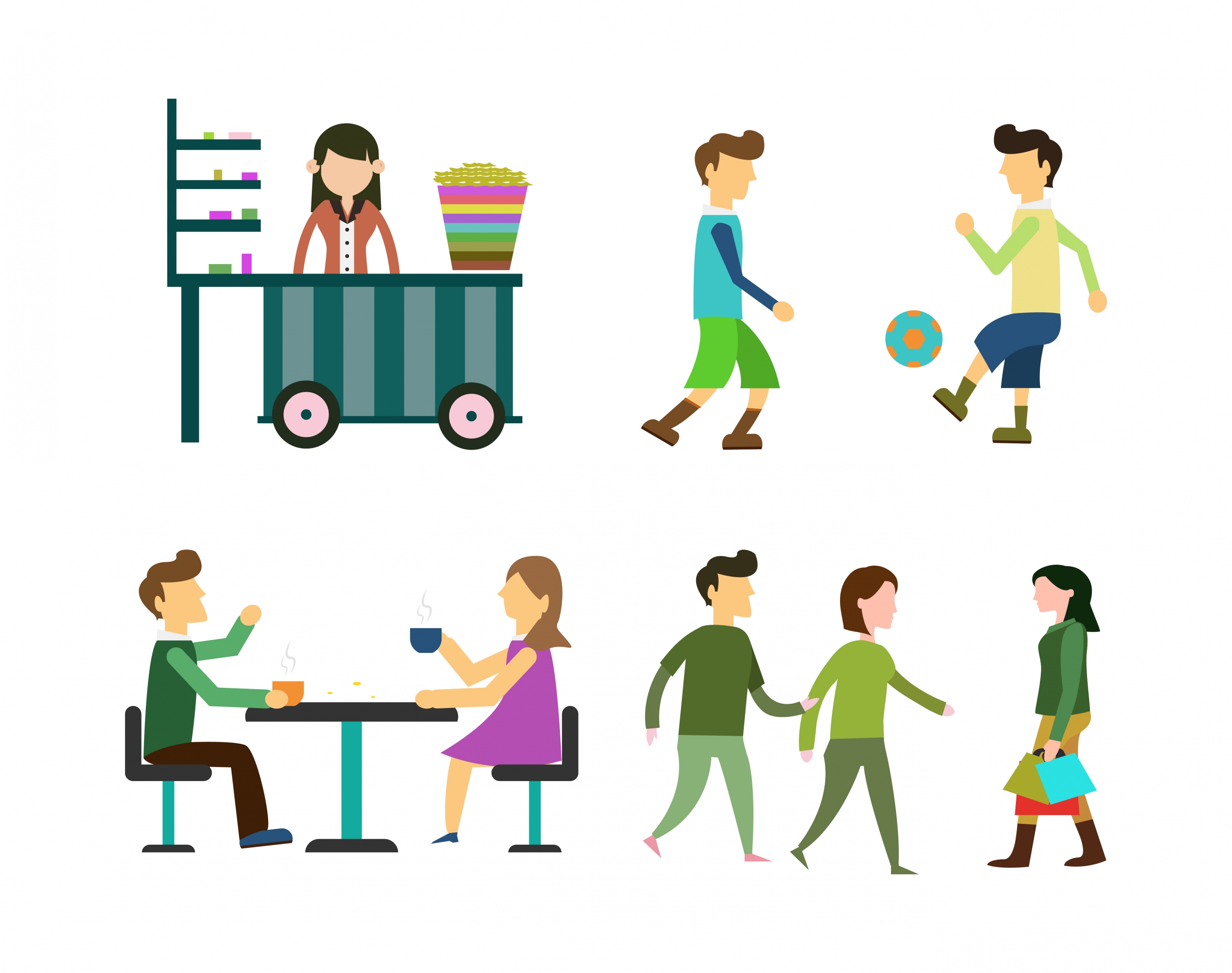 urban people icons with various activities isolation