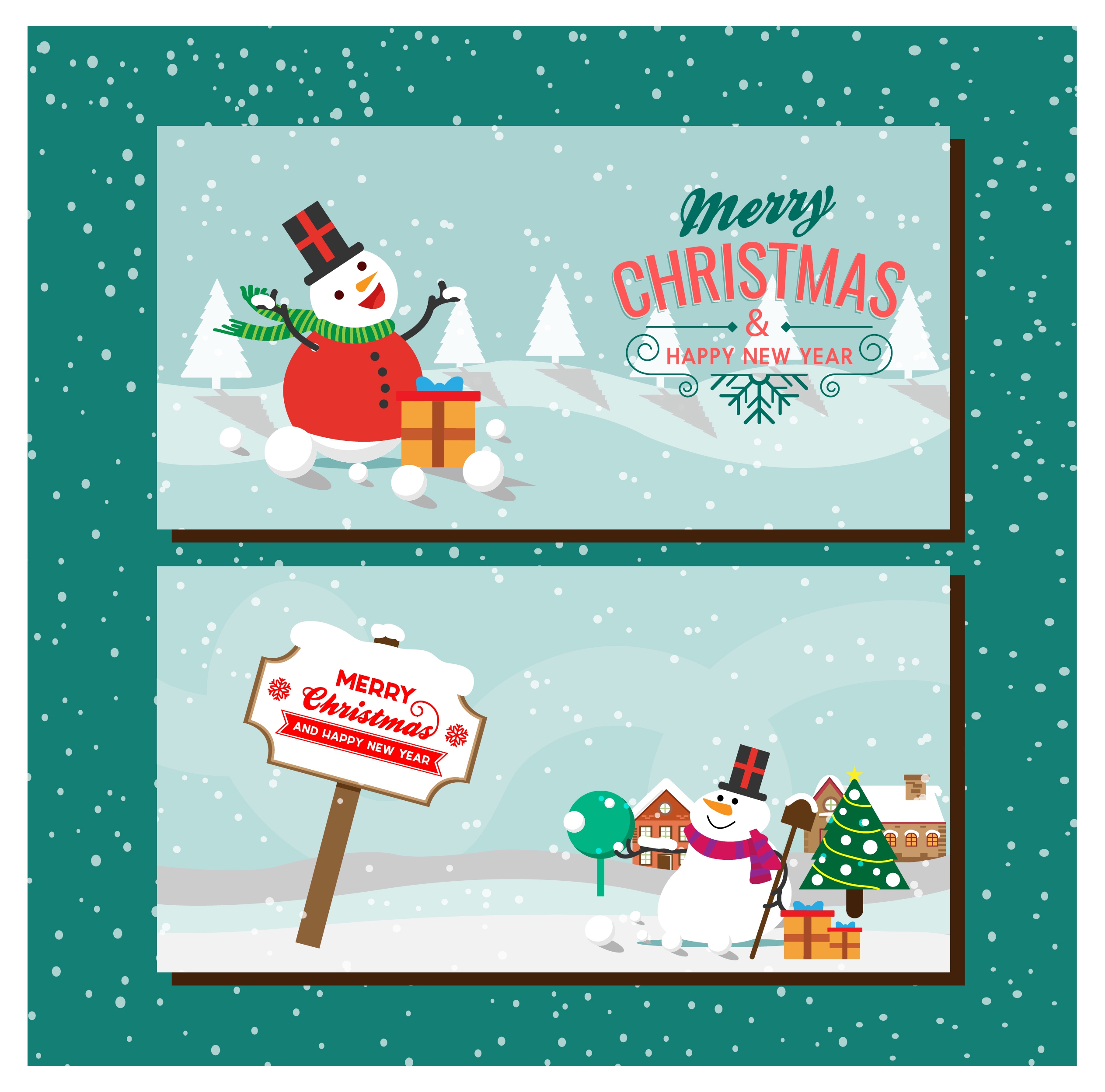 christmas banners sets snowman style design