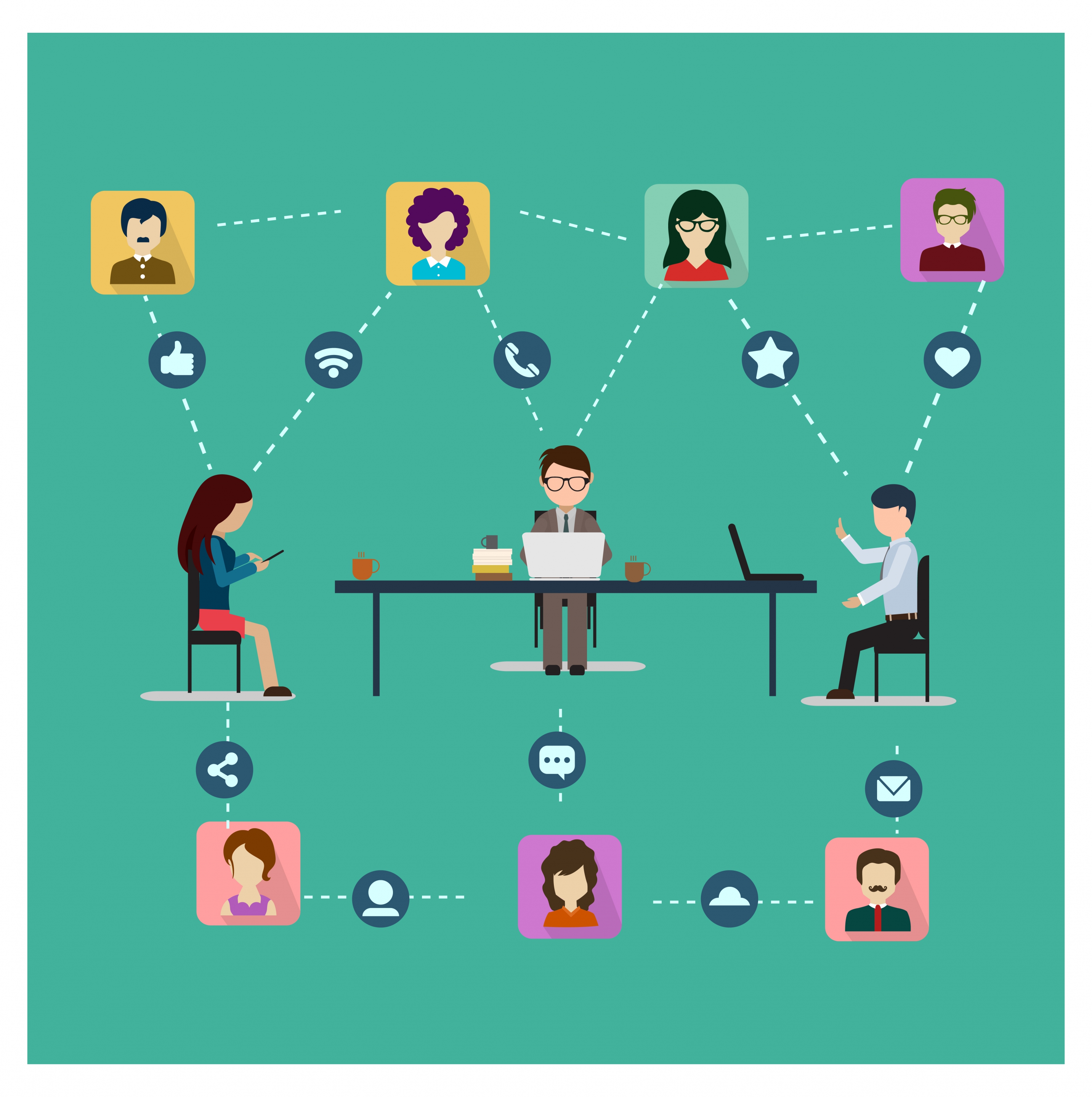 social networking concept people connection icons design