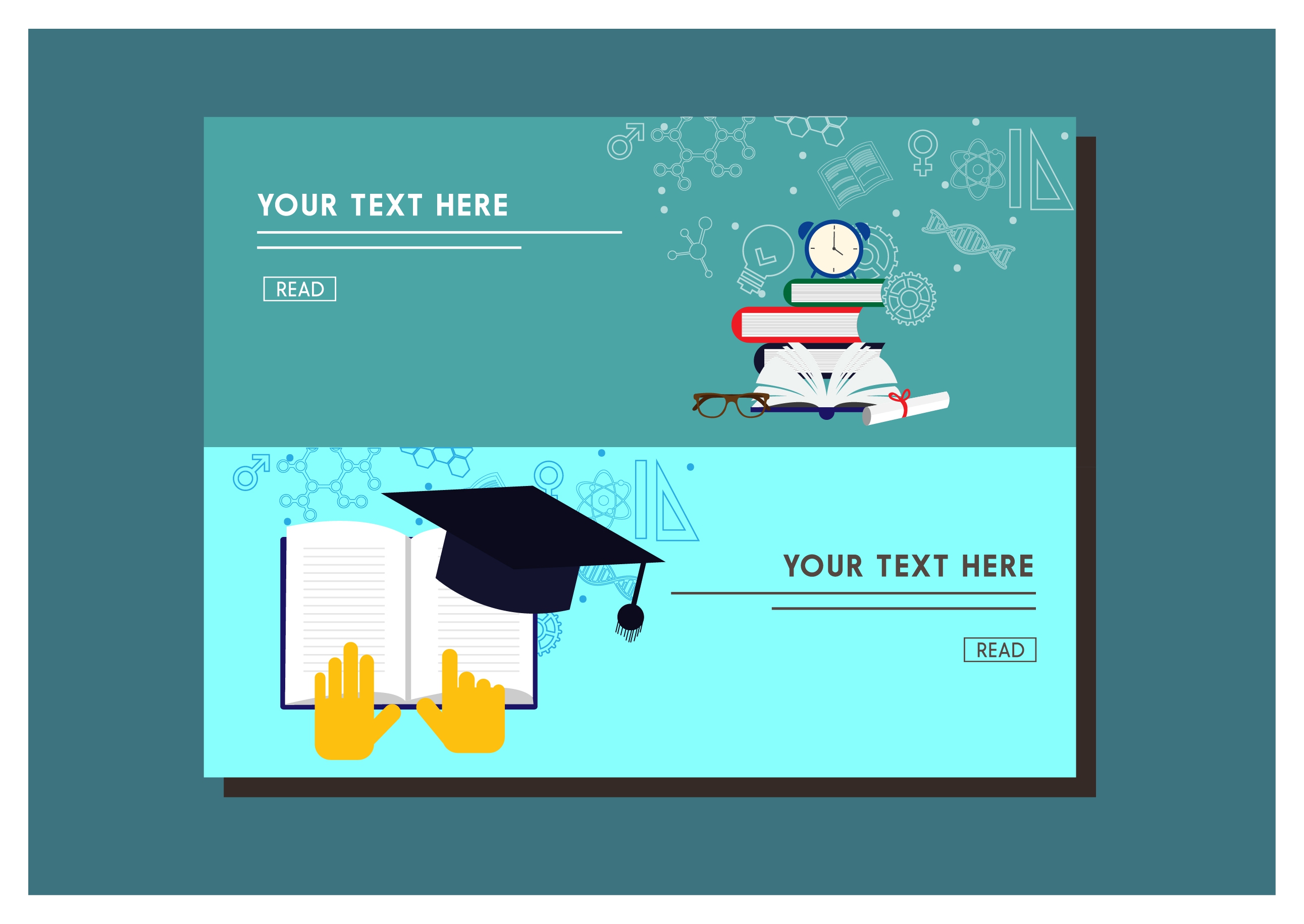 education banner webpage style design with emblems