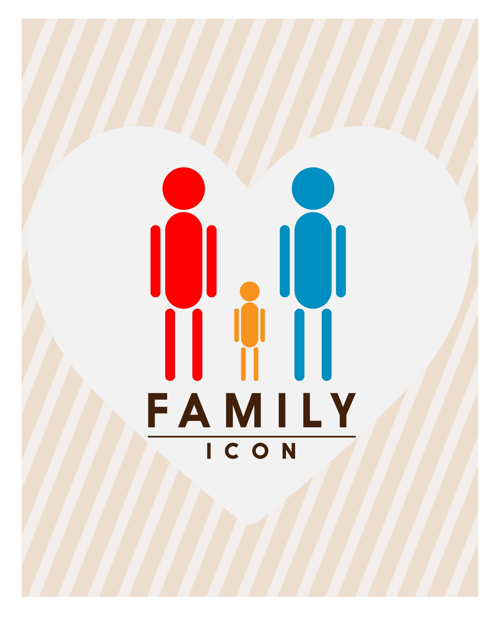 family icons design colored geometric style