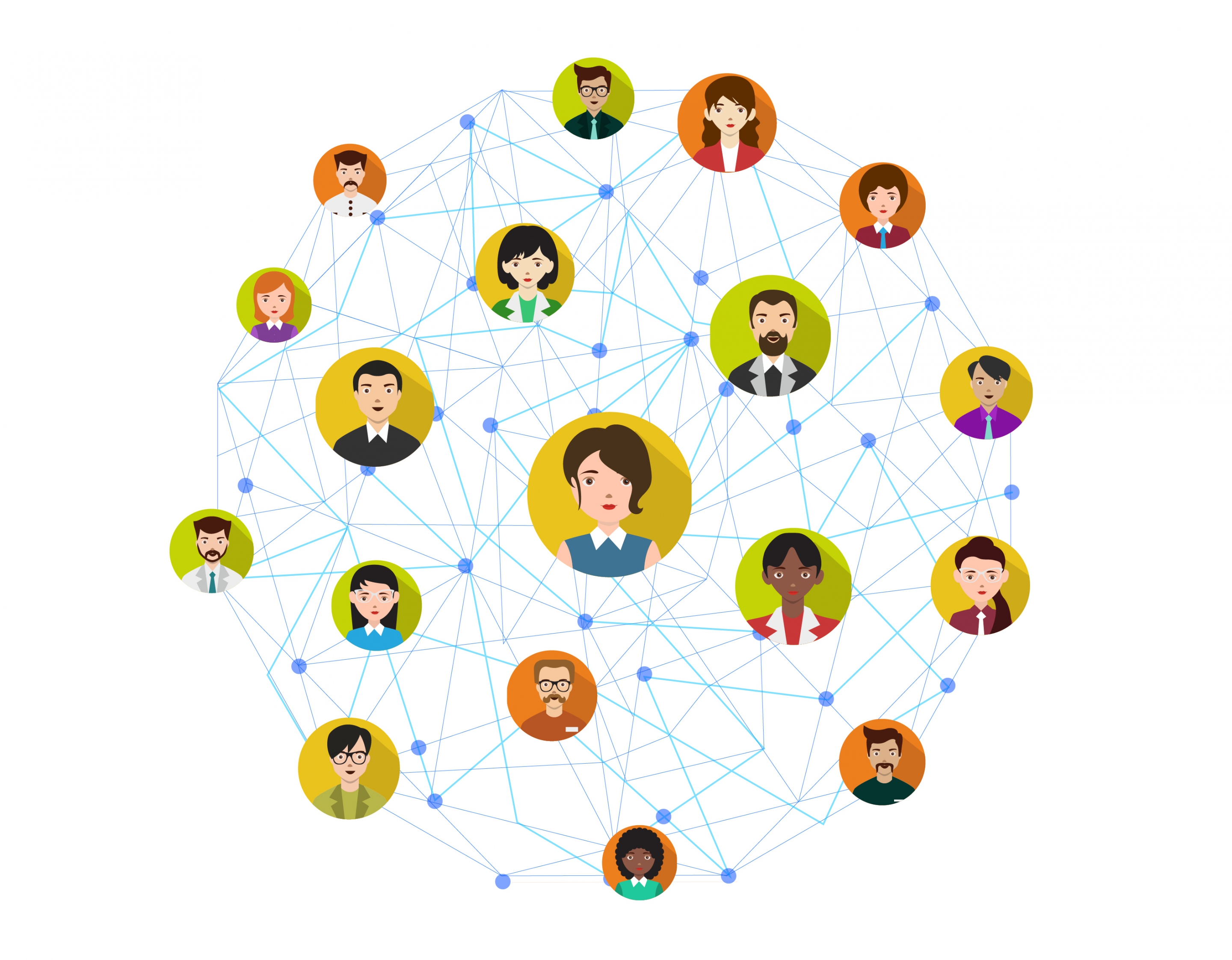 social network concept human icons connected in circle