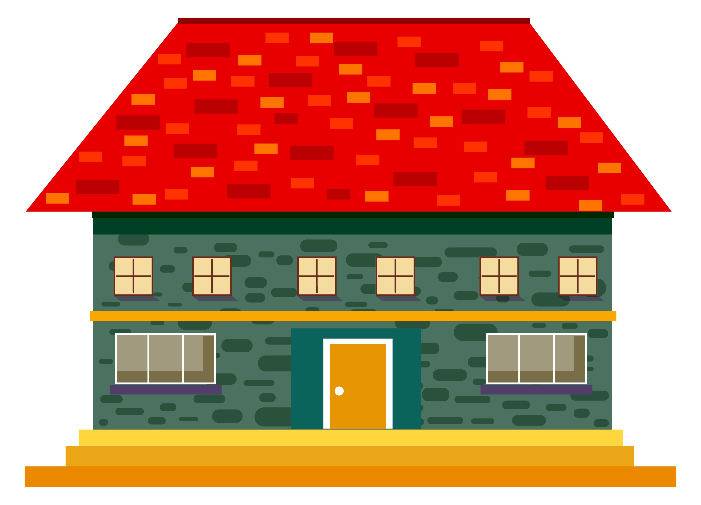 house design sketch with red tile roof style