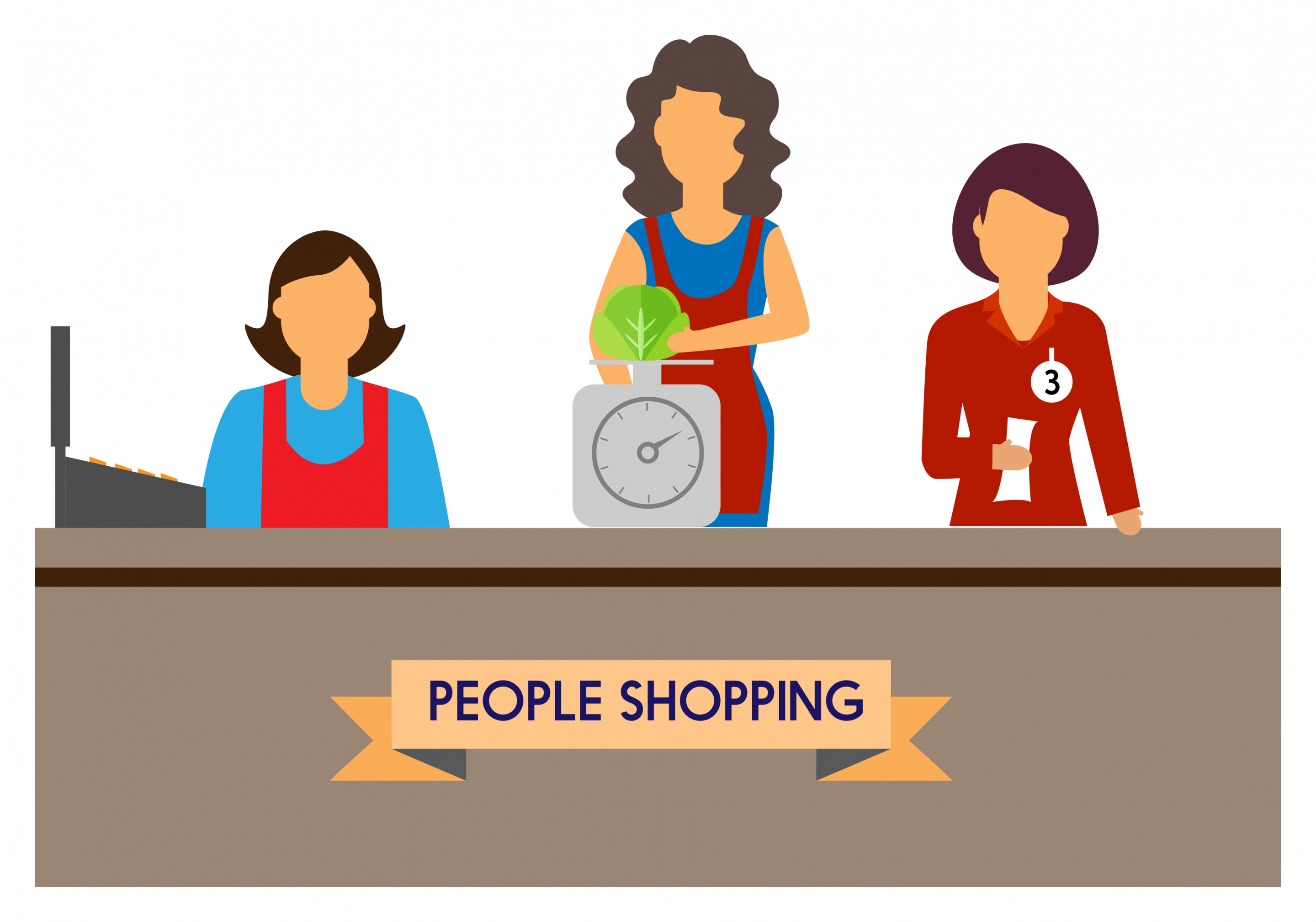 people shopping concept design salesclerk and tools style