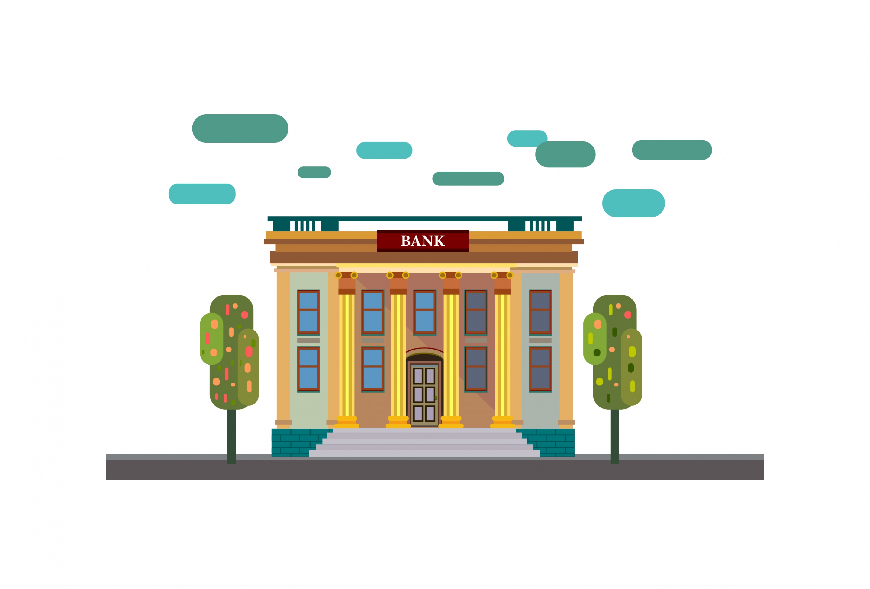 bank architecture sketch in color classical style