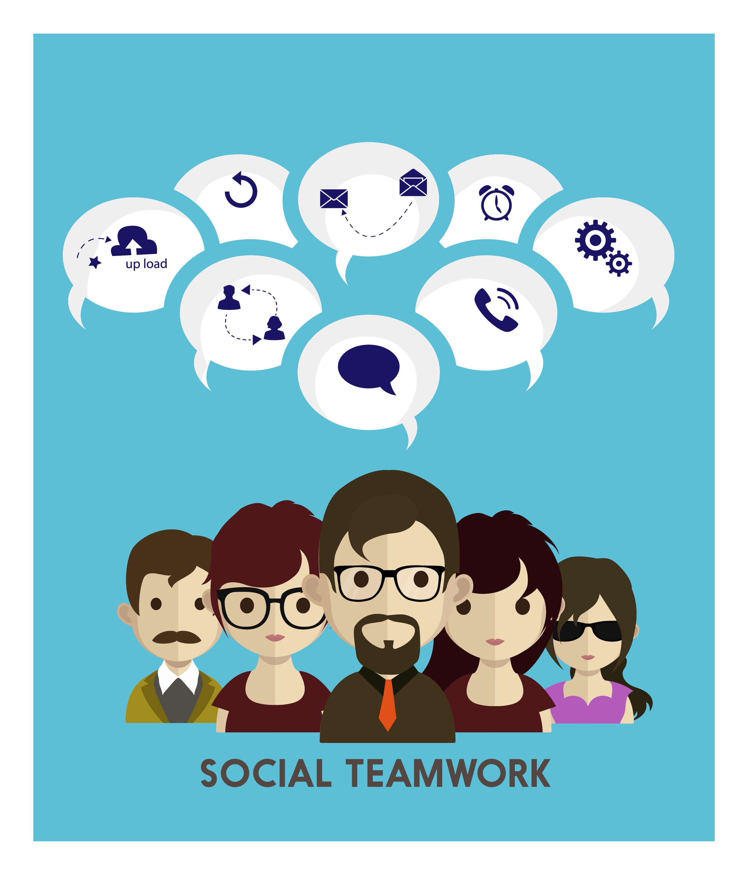 social teamwork concept infographic human and interfaces design