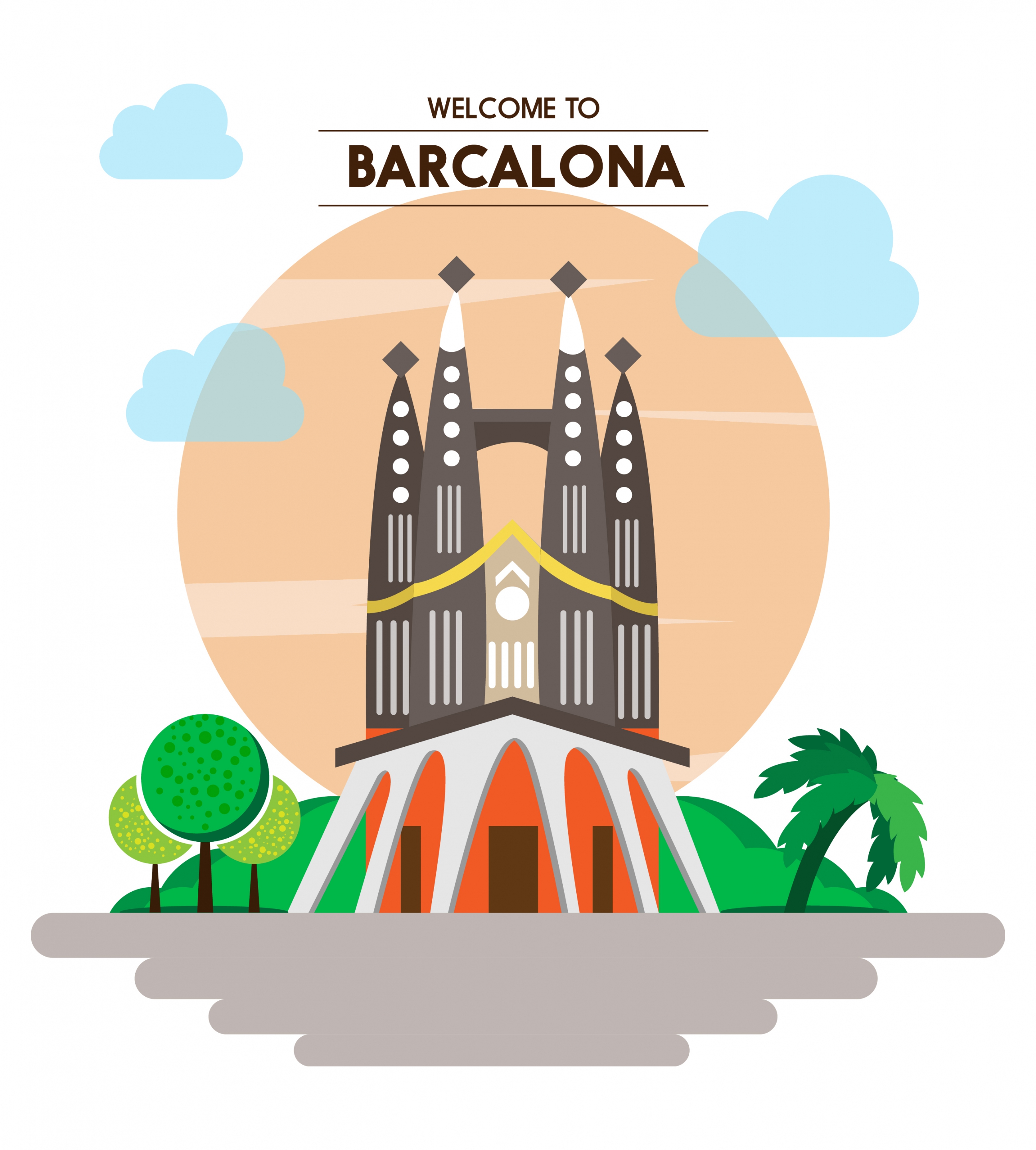 barcalona promotion banner famous scenery design