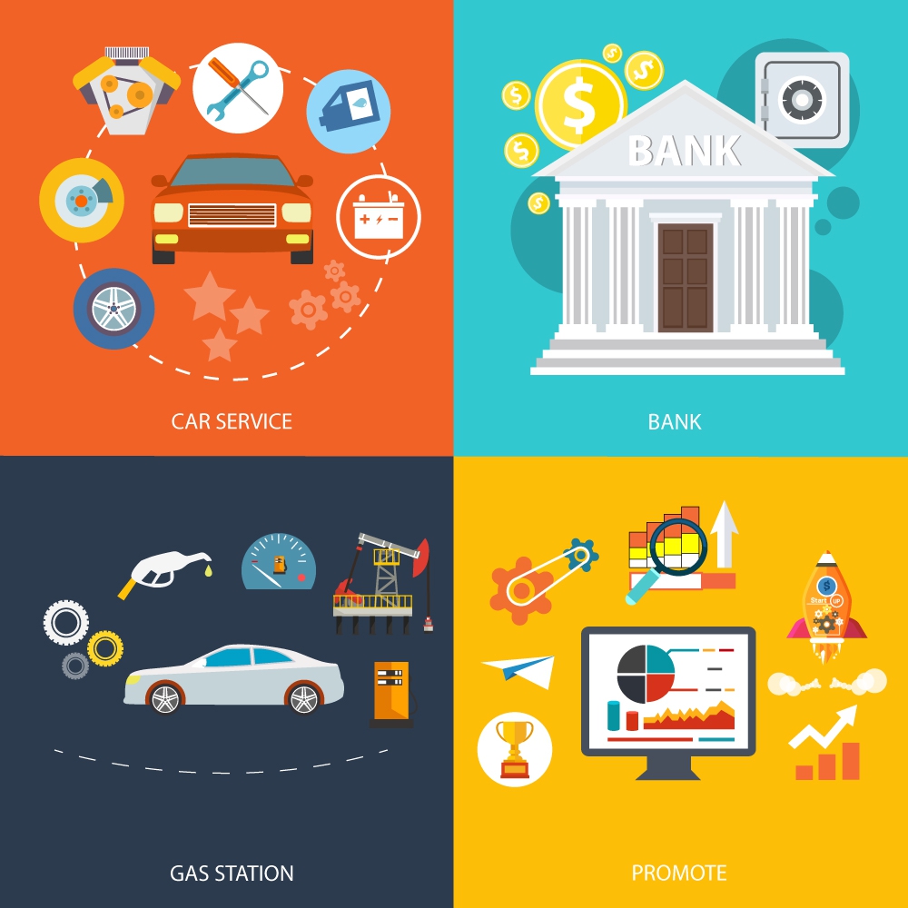 service and elements concepts isolated in various types