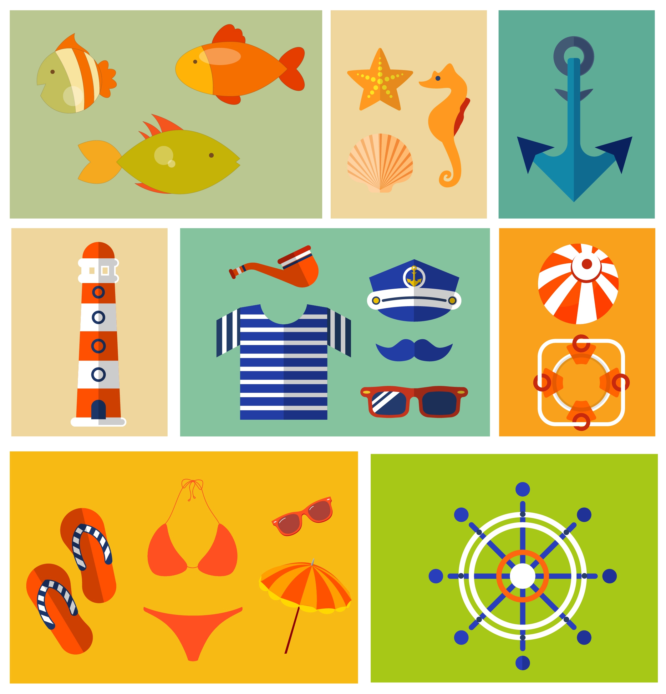 sea design elements illustration with various specific