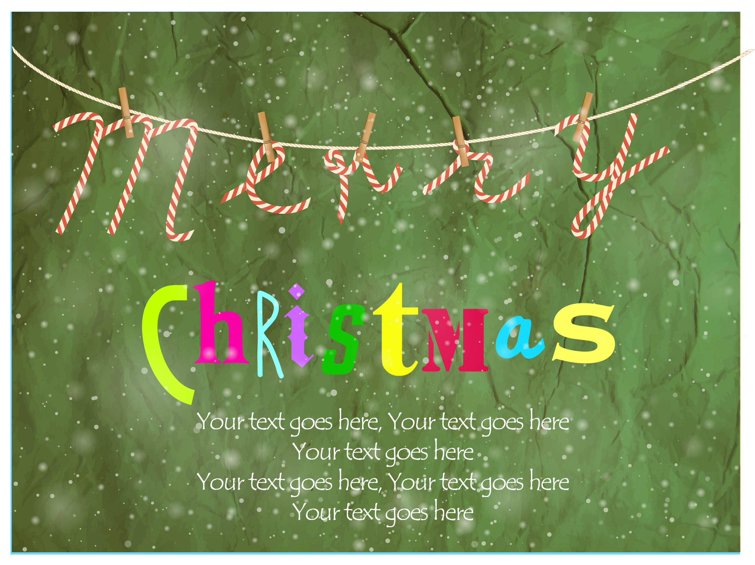 3d christmas card with hanging letters on line